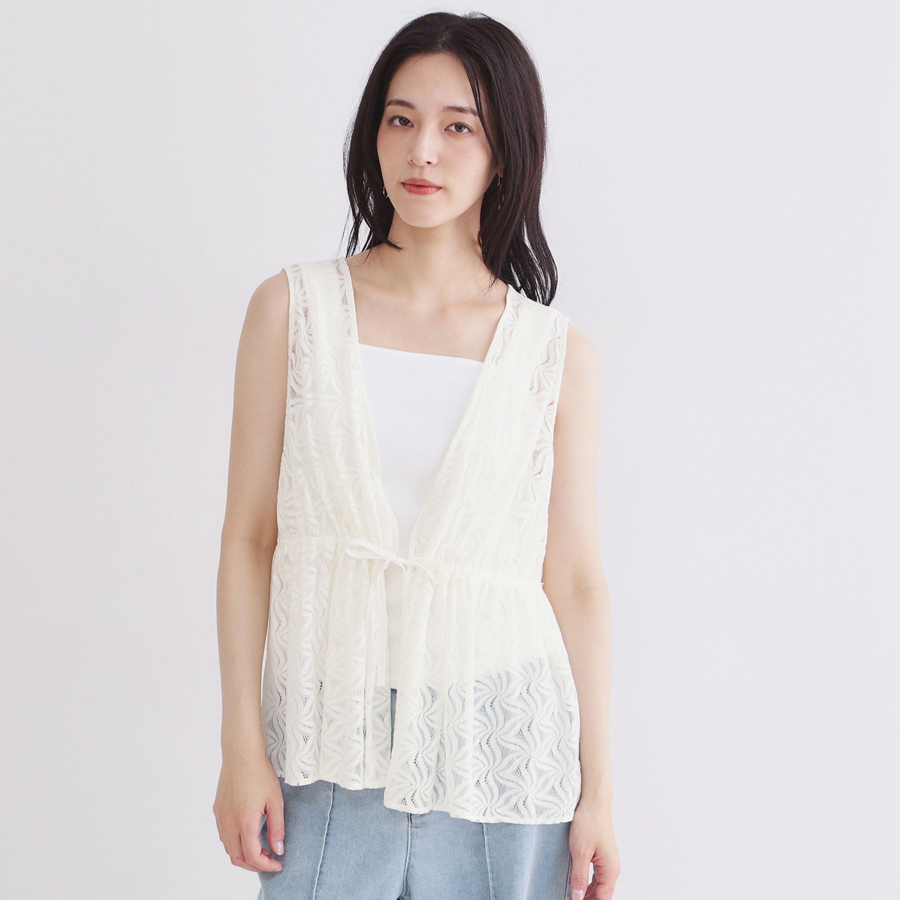 OPAQUE.CLIP「レースペプラムジレ【洗濯機OK】」|シャツ・ブラウス|