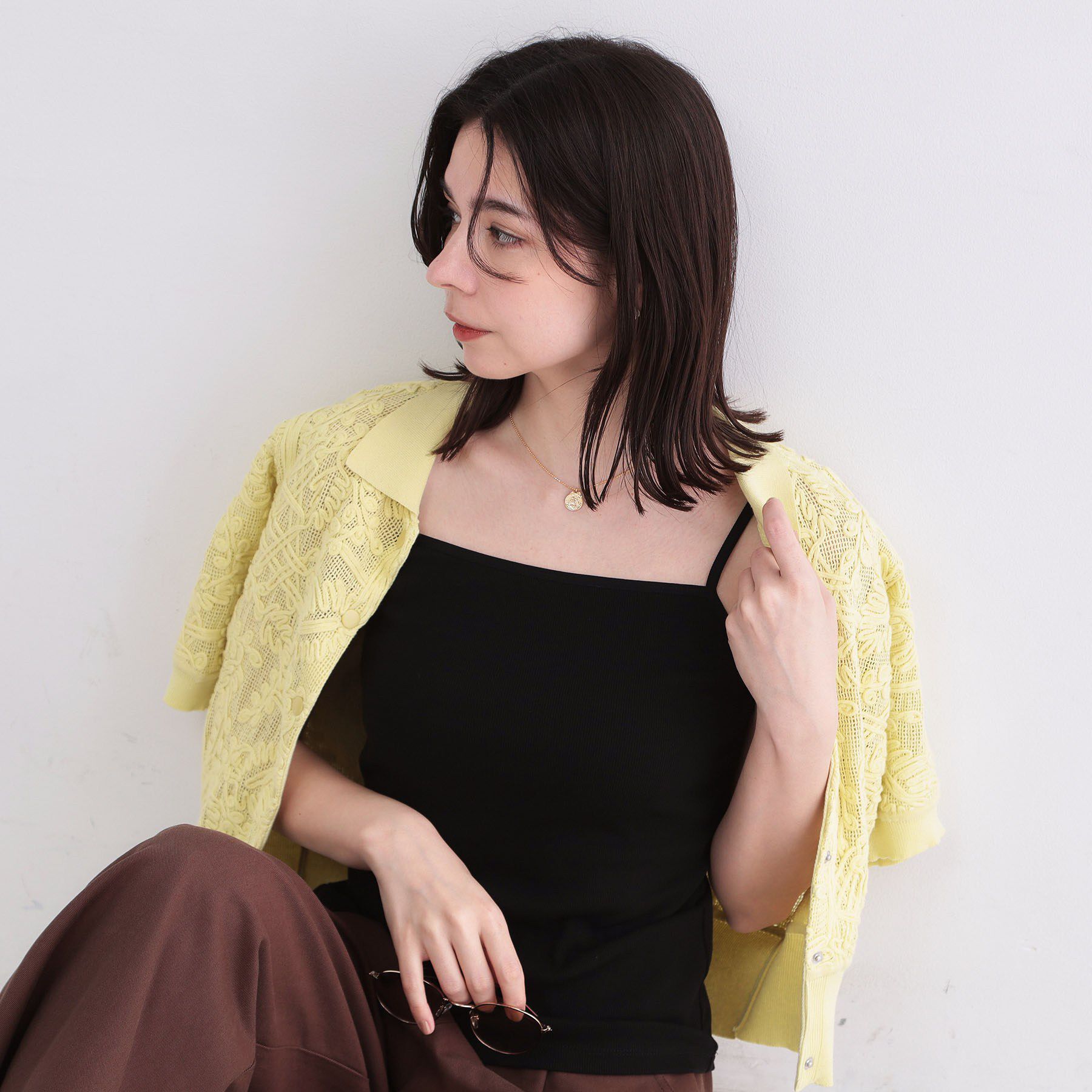 OPAQUE.CLIP「ベーシックリブキャミソール【洗濯機OK】」|キャミソール|ブラック(019)