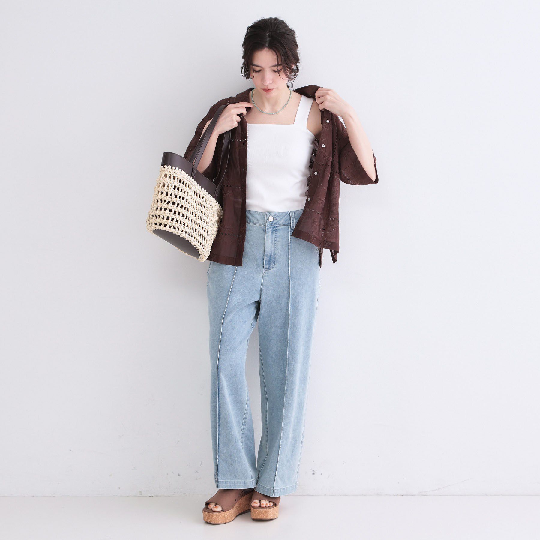 OPAQUE.CLIP「ワイドストラップリブキャミソール【洗濯機OK】」|キャミソール|