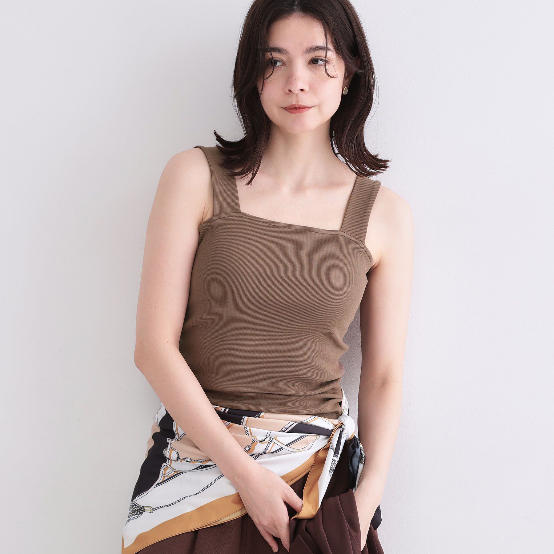 OPAQUE.CLIP「ワイドストラップリブキャミソール【洗濯機OK】」|キャミソール|