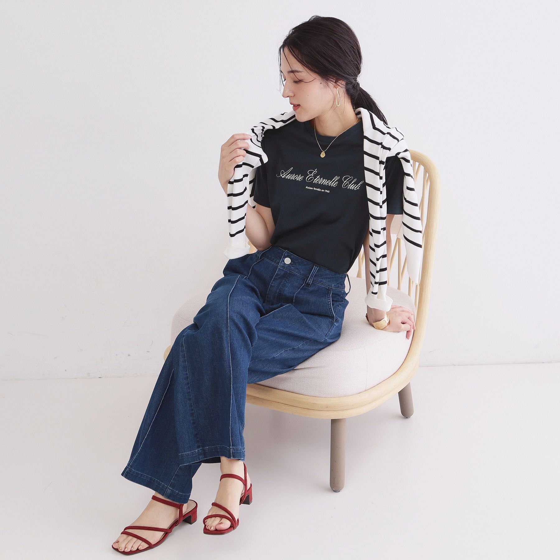 OPAQUE.CLIP「ロゴプリント刺繍アソートTシャツ【洗濯機OK】」|Tシャツ・カットソー|