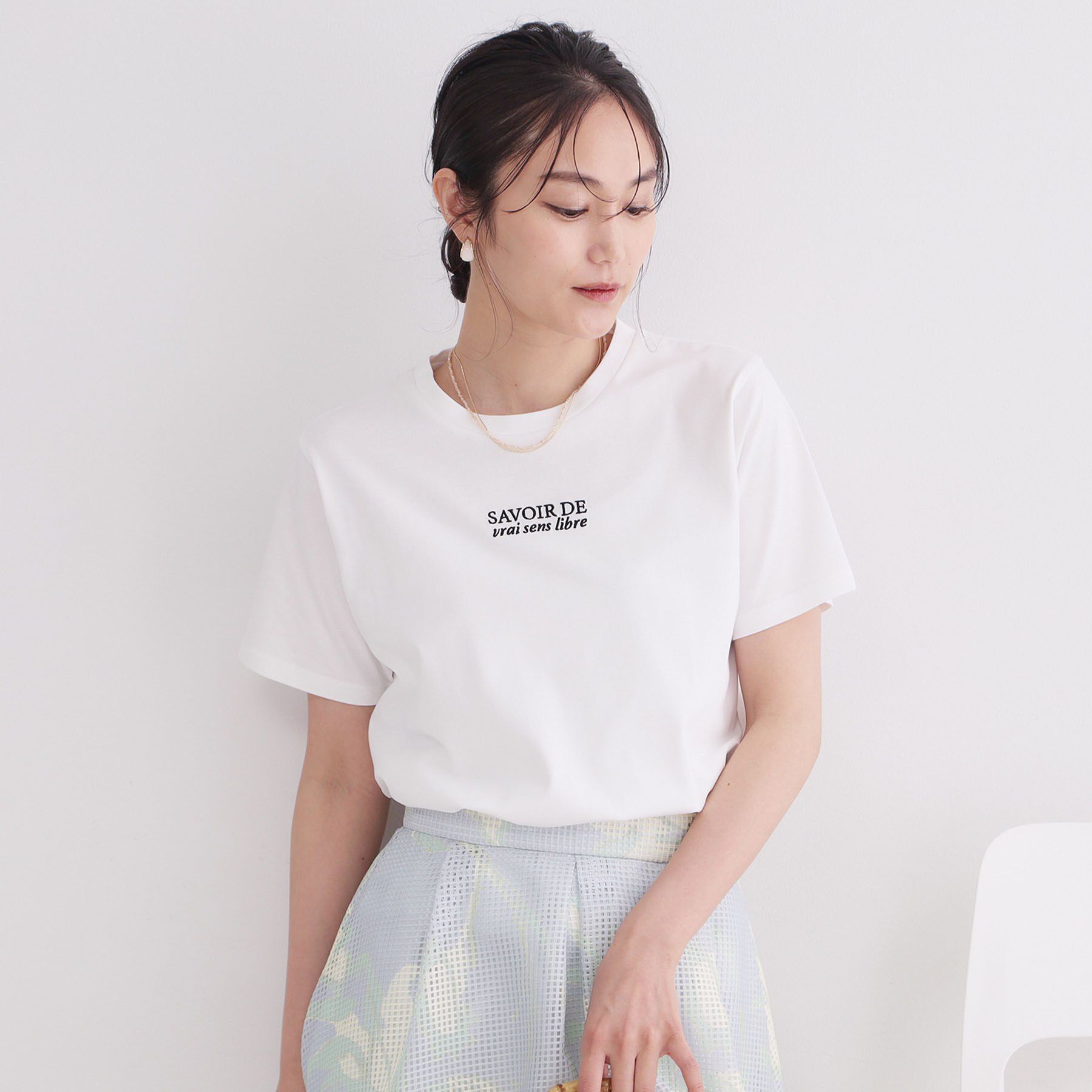 OPAQUE.CLIP「ロゴプリント刺繍アソートTシャツ【洗濯機OK】」|Tシャツ・カットソー|ホワイト(101)