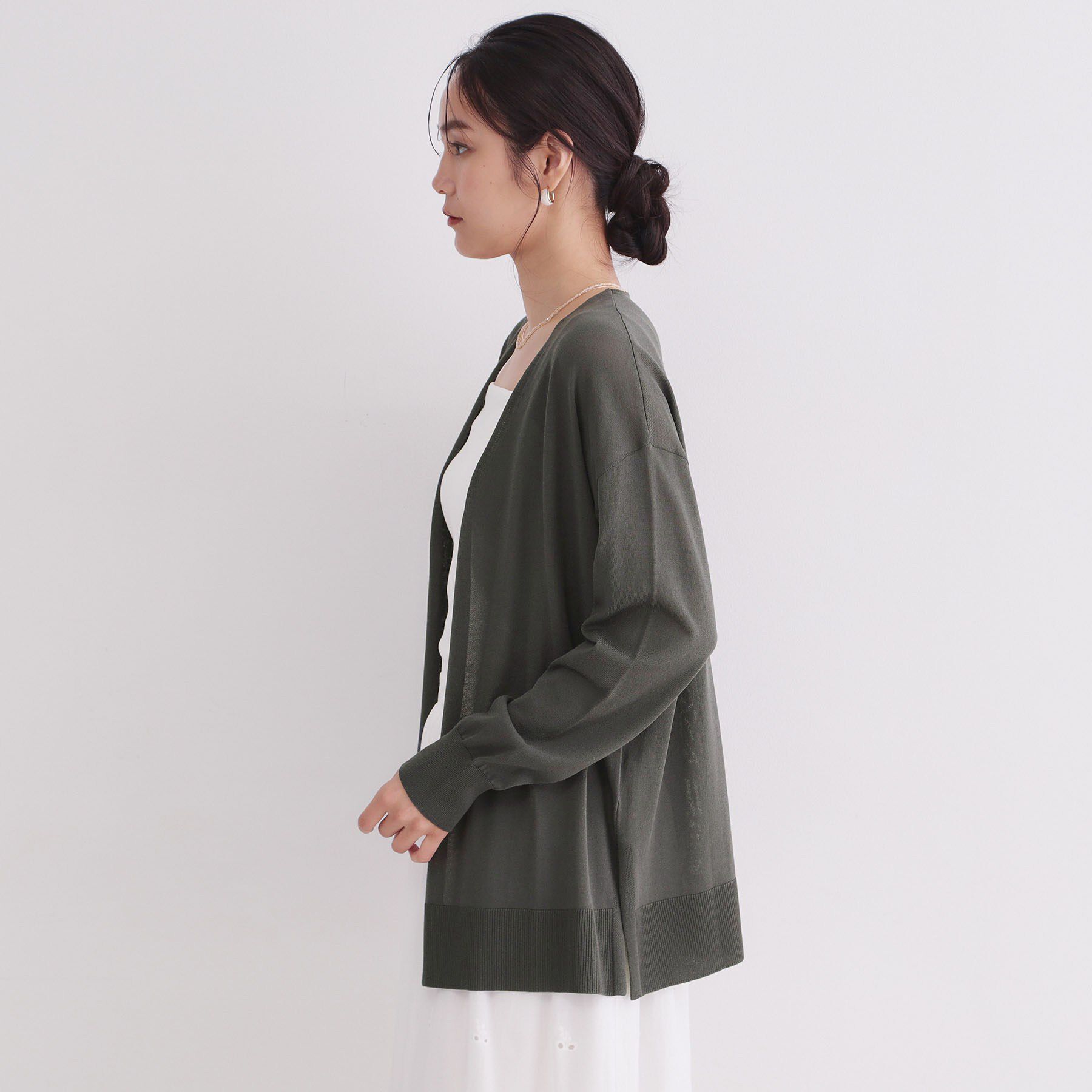 OPAQUE.CLIP「【接触冷感】ミディトッパーニットカーディガン《洗濯機OK／抗ピリング》」|カーディガン|