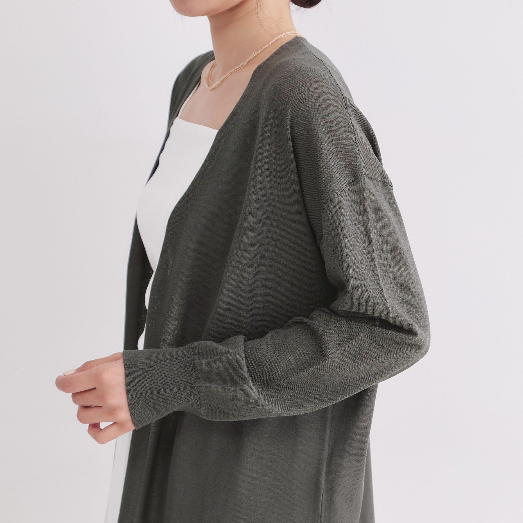 OPAQUE.CLIP「【接触冷感】ミディトッパーニットカーディガン《洗濯機OK／抗ピリング》」|カーディガン|