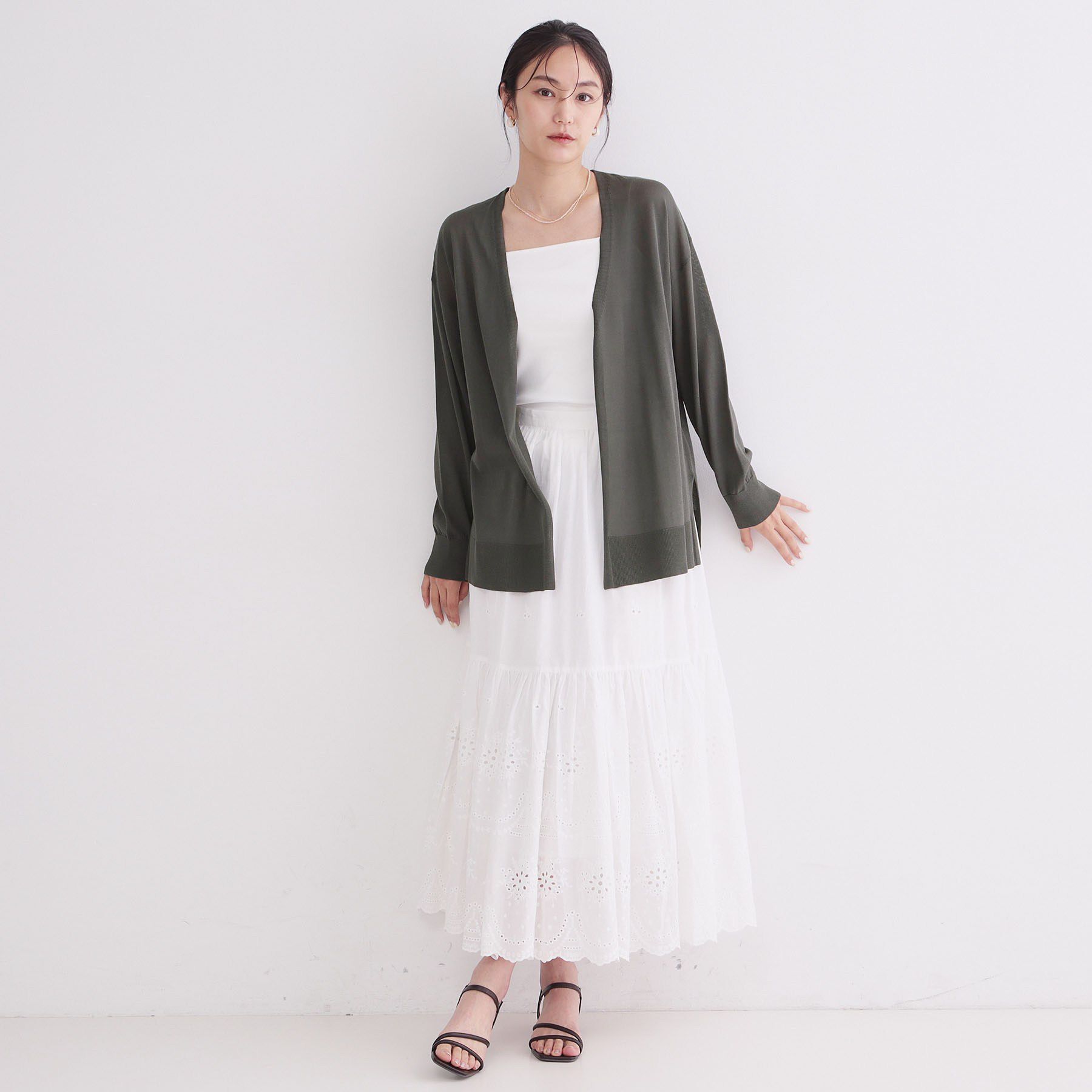 OPAQUE.CLIP「【接触冷感】ミディトッパーニットカーディガン《洗濯機OK／抗ピリング》」|カーディガン|