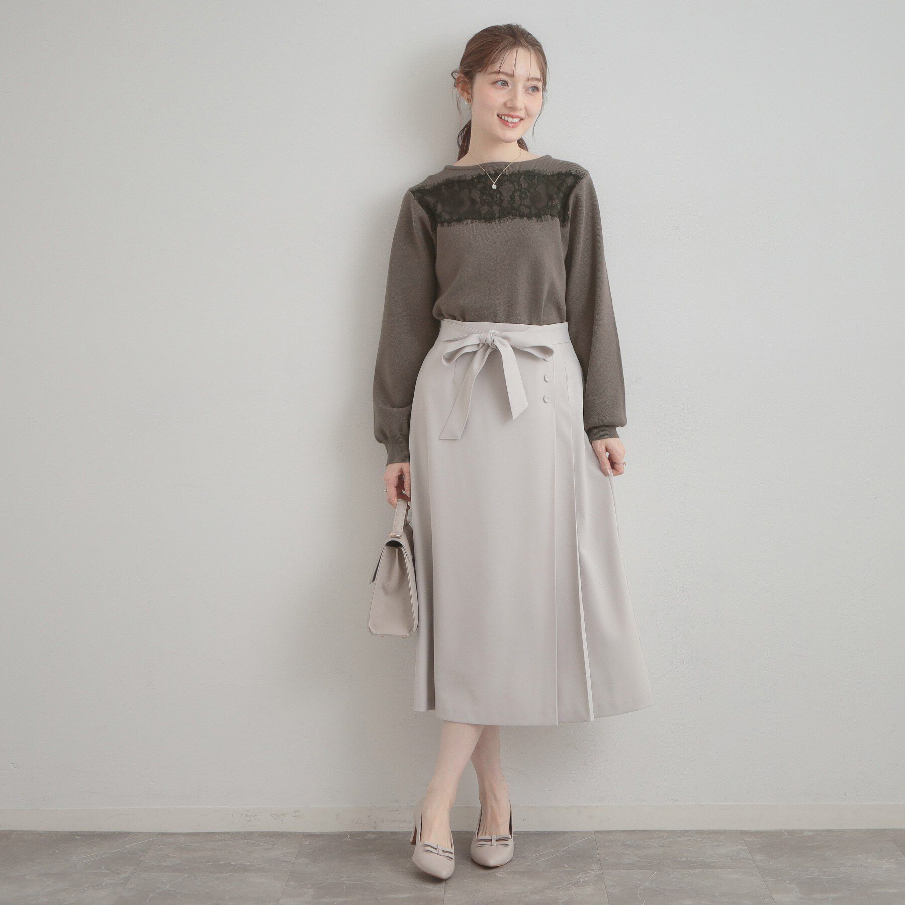 Couture broach「【洗える・通勤】レース ドッキング ニット」|ニット・セーター|