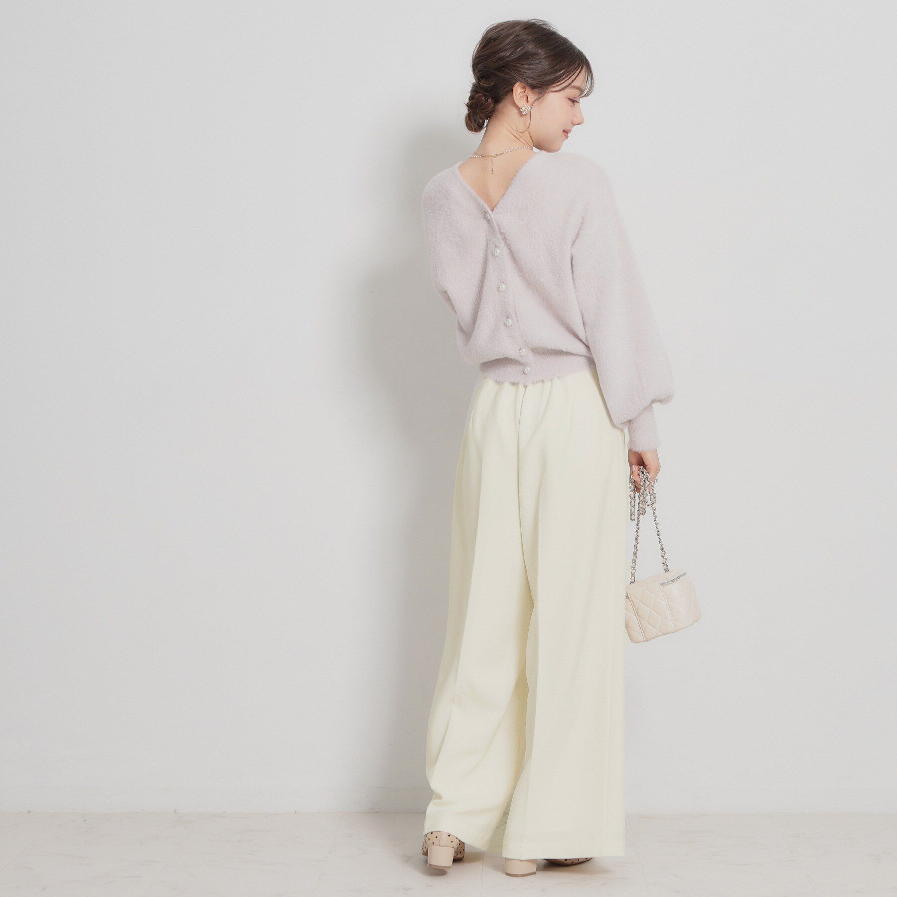 Couture broach「【洗える・S-LL】細リボンデザイン タックワイドパンツ」|その他|