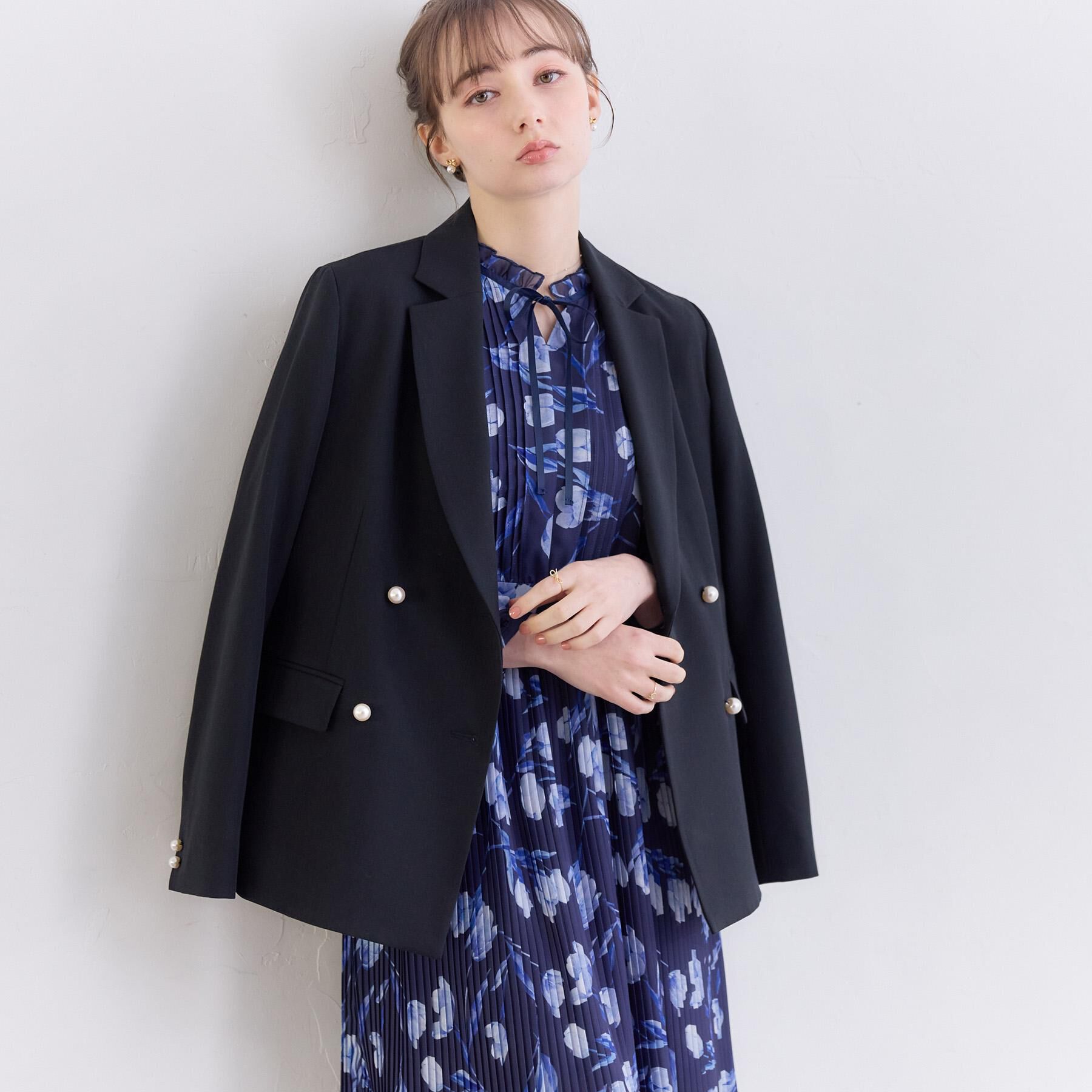 Couture broach「【洗える・通勤】パール調ボタン テーラードジャケット」|テーラードジャケット|