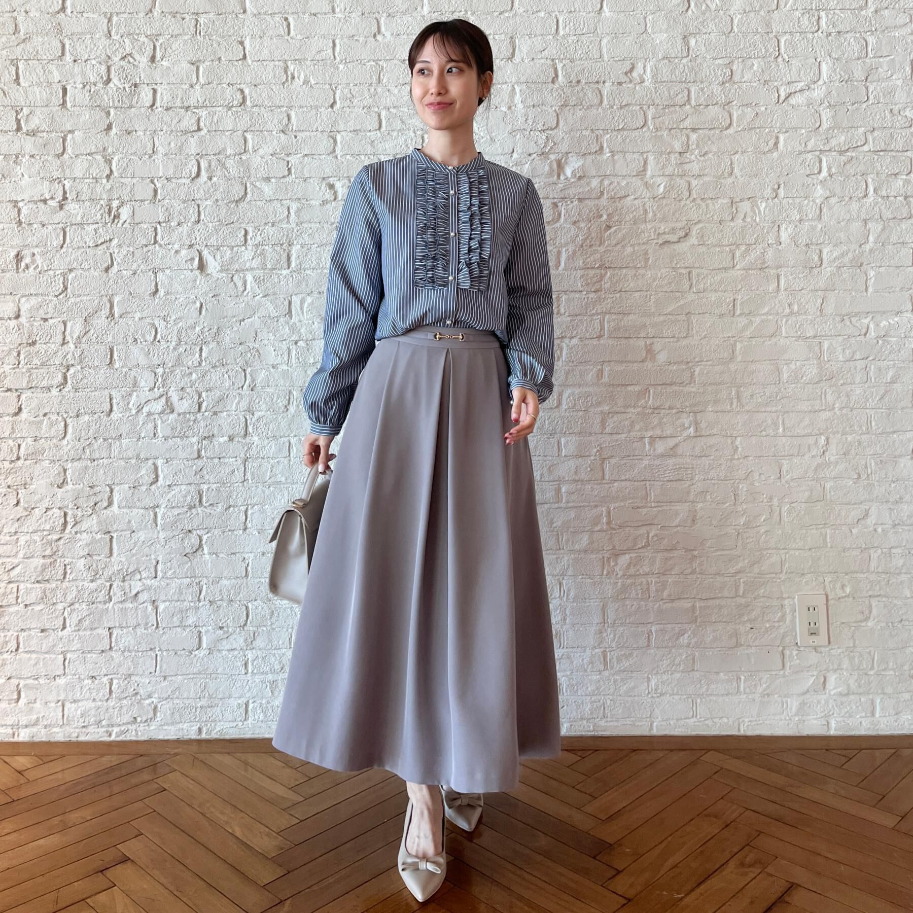 Couture broach「【通勤・着映え】ストライプ フリルブラウス」|シャツ・ブラウス|