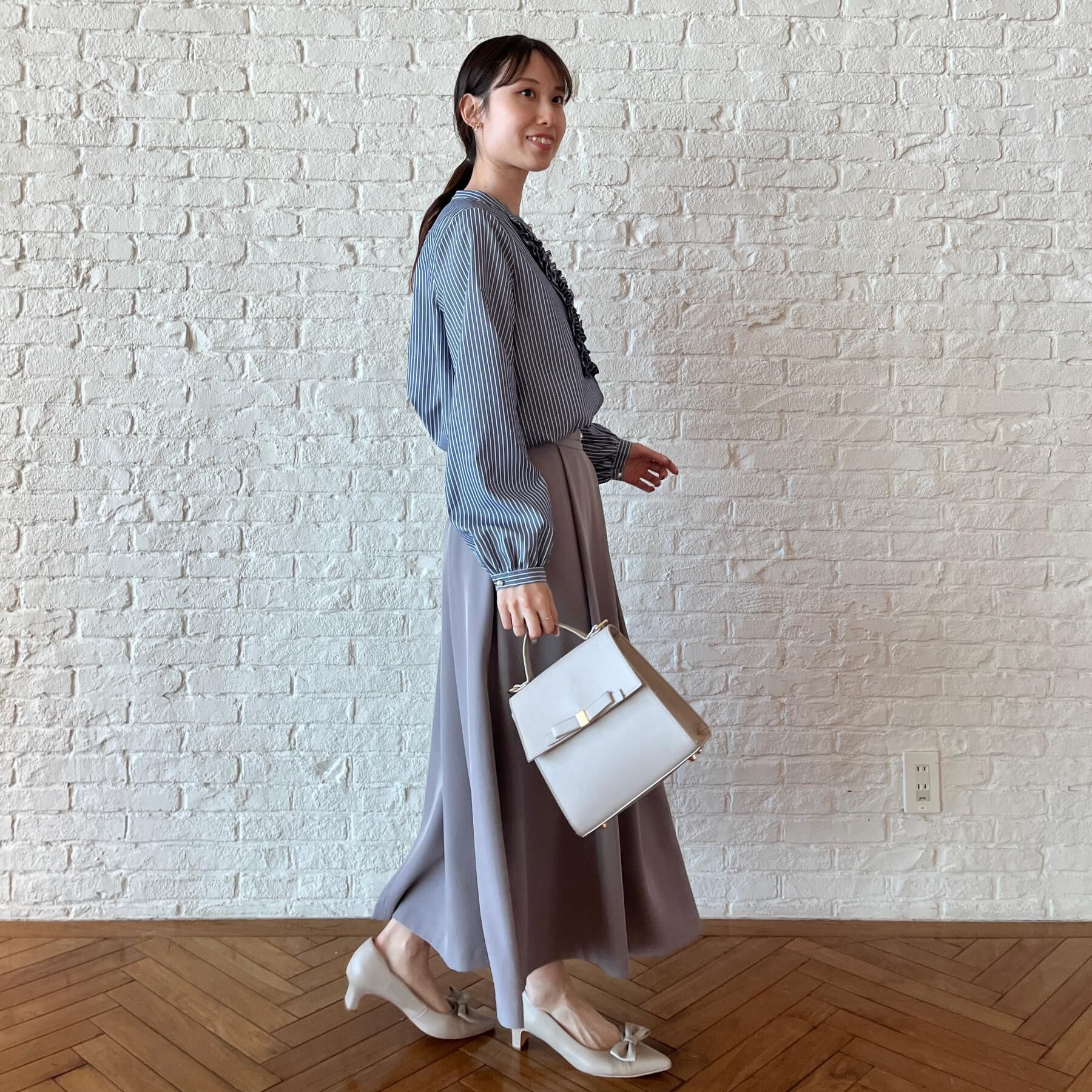 Couture broach「【通勤・着映え】ストライプ フリルブラウス」|シャツ・ブラウス|