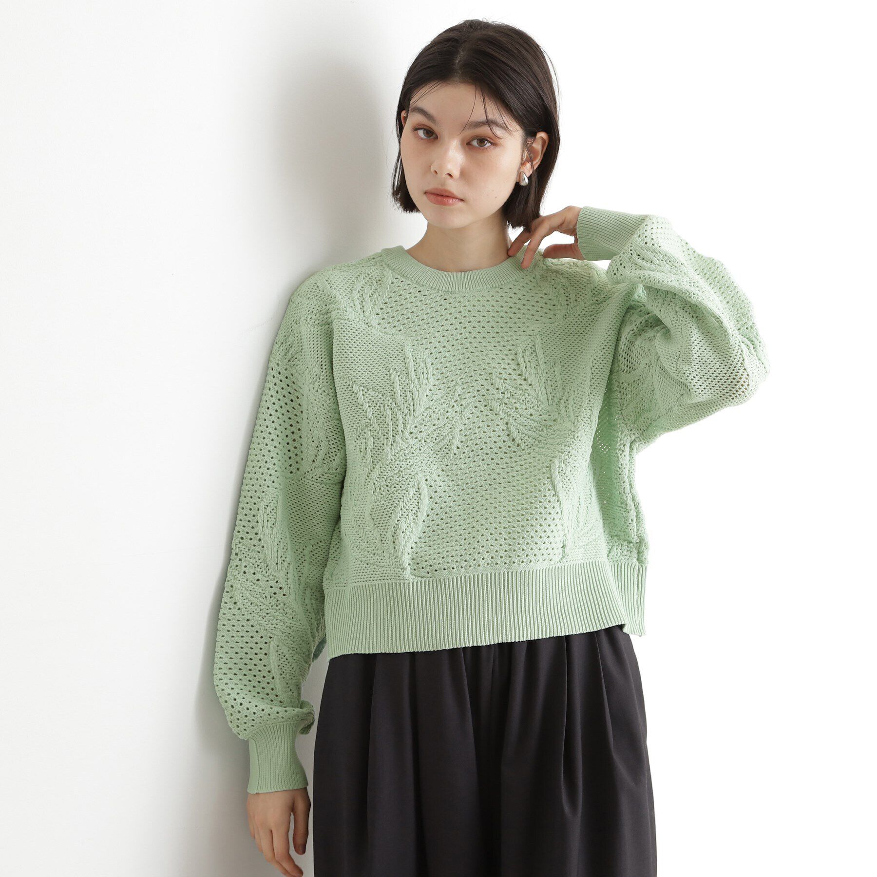 THE SHOP TK「レース編みカーディガン【前後2WAY】」|ニット・セーター|