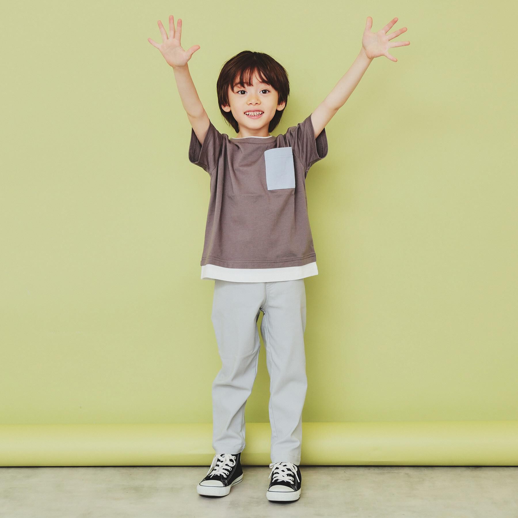 THE SHOP TK「【110-160】レイヤー風ポケットTシャツ/洗濯機OK」|Tシャツ・カットソー|