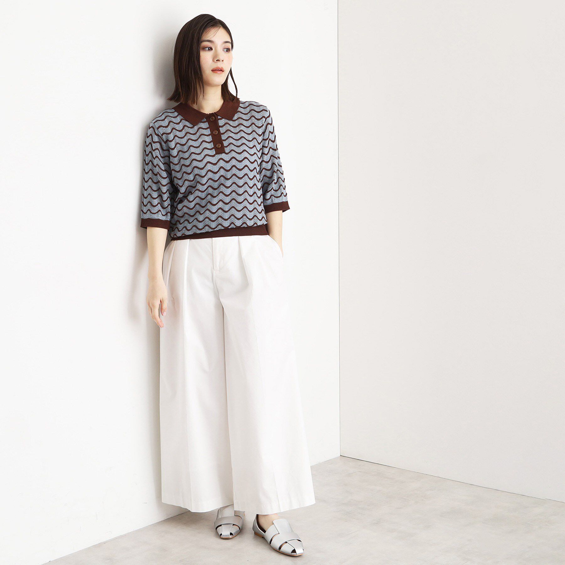 THE SHOP TK「ニットポロシャツ【洗濯機/アソート展開】」|ニット・セーター|