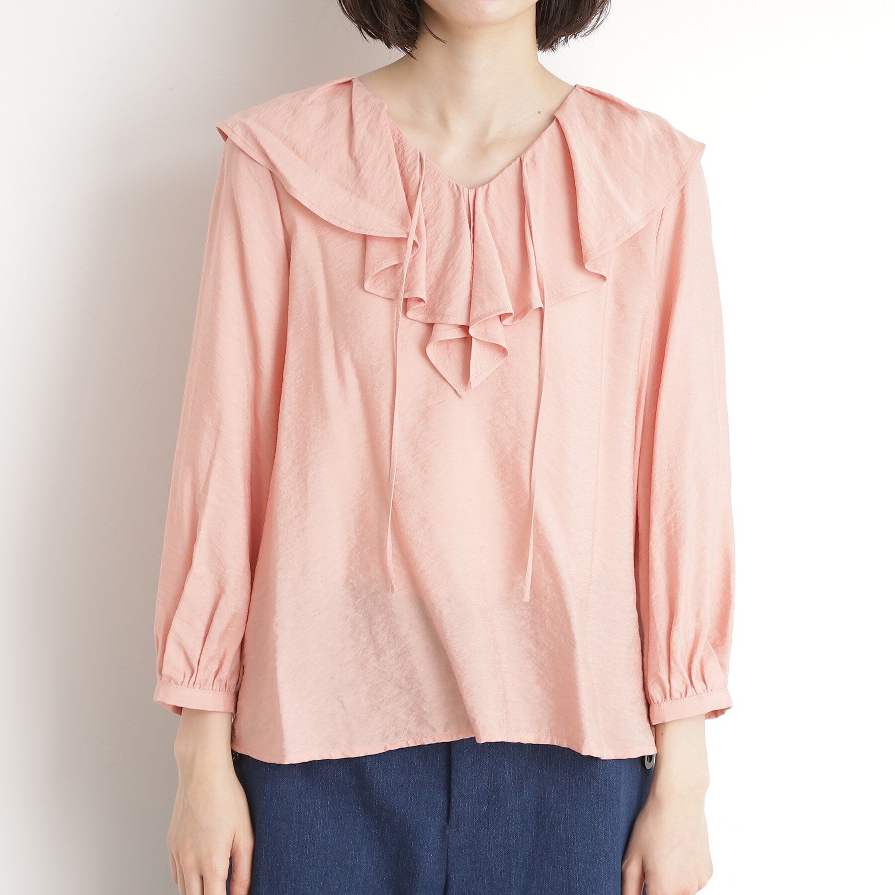 THE SHOP TK「ラッフルカラーブラウス【洗濯機OK】」|シャツ・ブラウス|