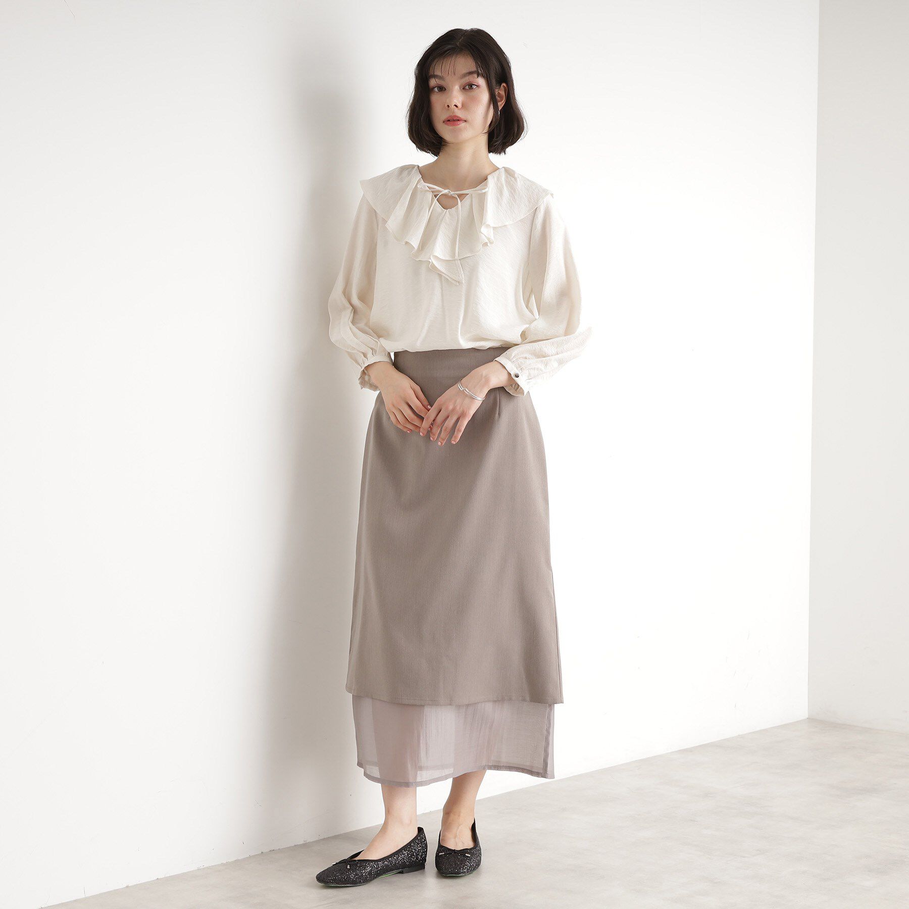 THE SHOP TK「ラッフルカラーブラウス【洗濯機OK】」|シャツ・ブラウス|