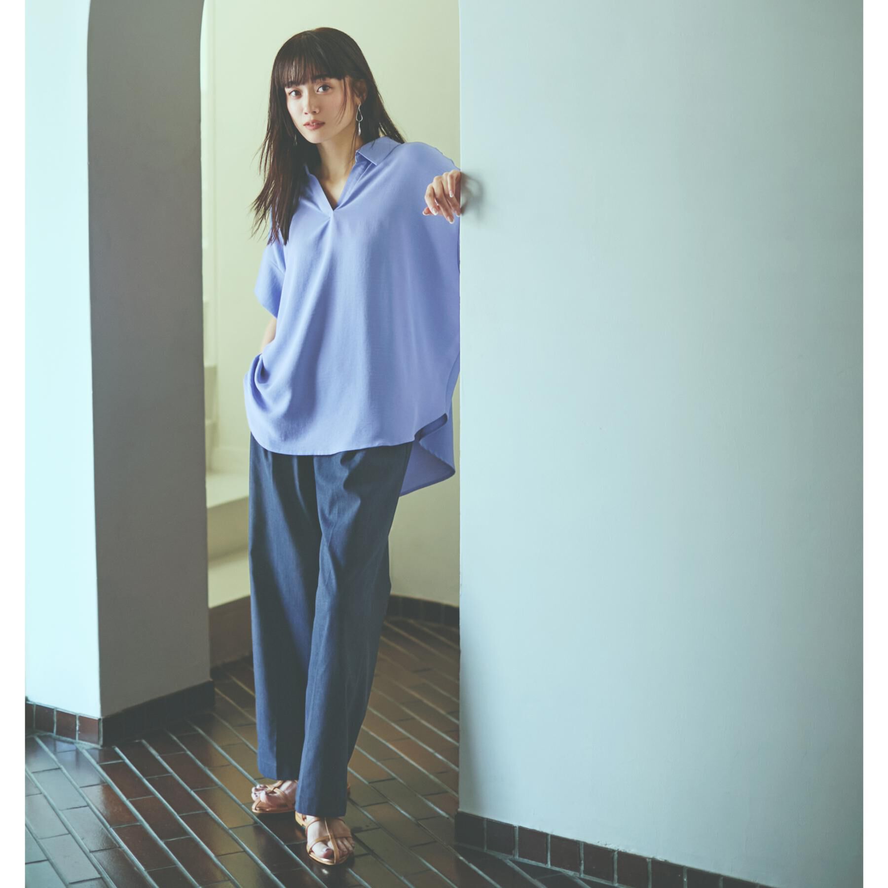 THE SHOP TK「【XS-XLサイズ/ラクに穿ける】ハイパーストレッチワイドパンツ/接触冷感/洗える」|その他|