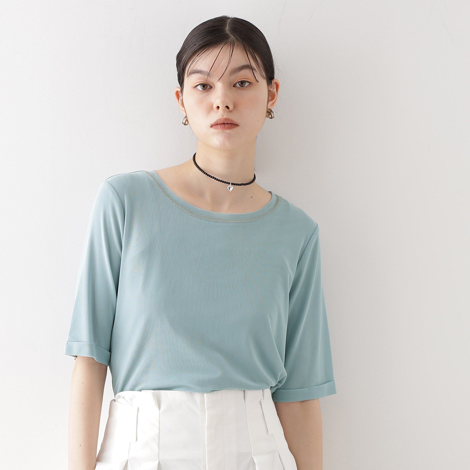 THE SHOP TK「シアーチュールプルオーバー【洗濯機OK】」|Tシャツ・カットソー|ブルー(091)