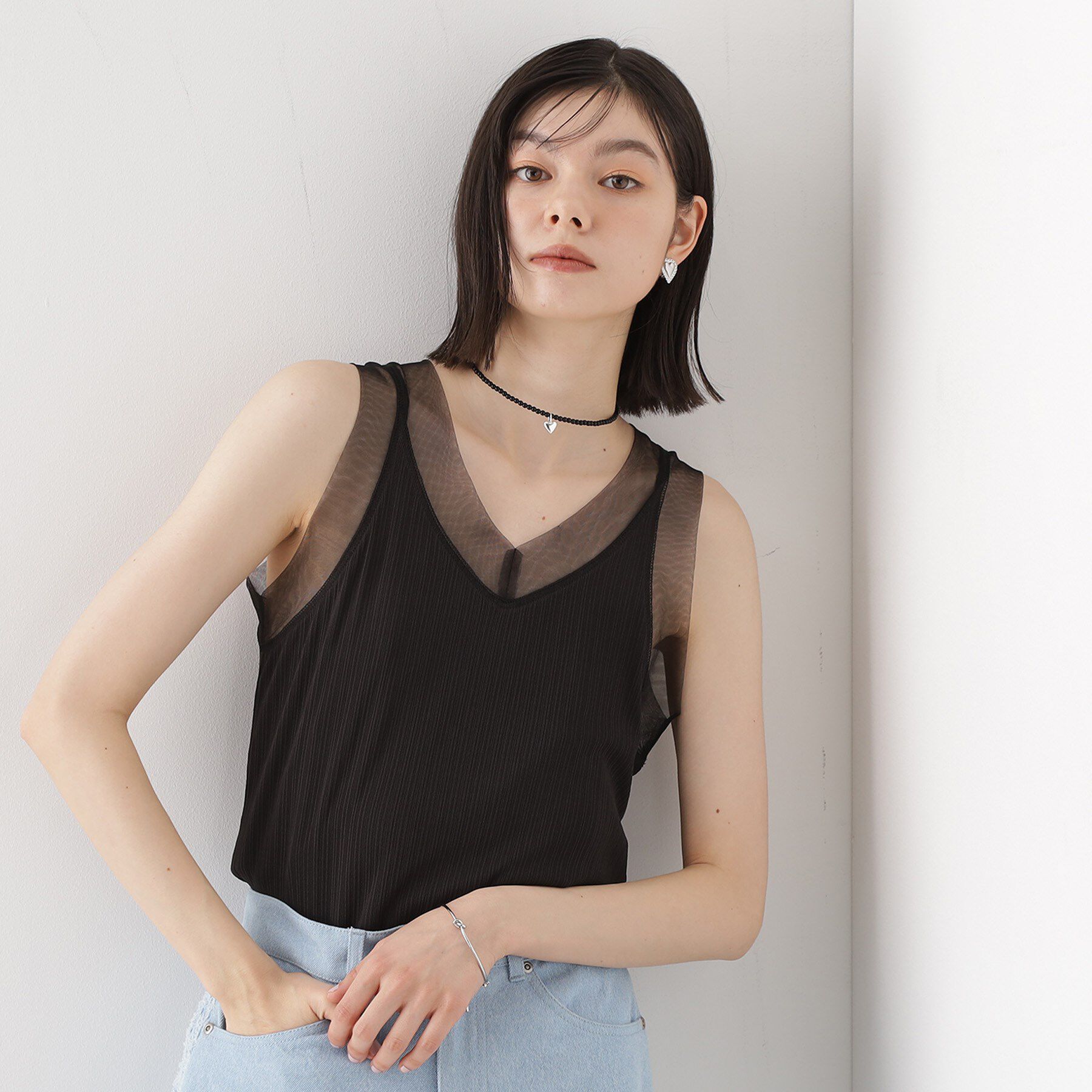 THE SHOP TK「ランダムリブシアータンク【洗える】」|キャミソール|