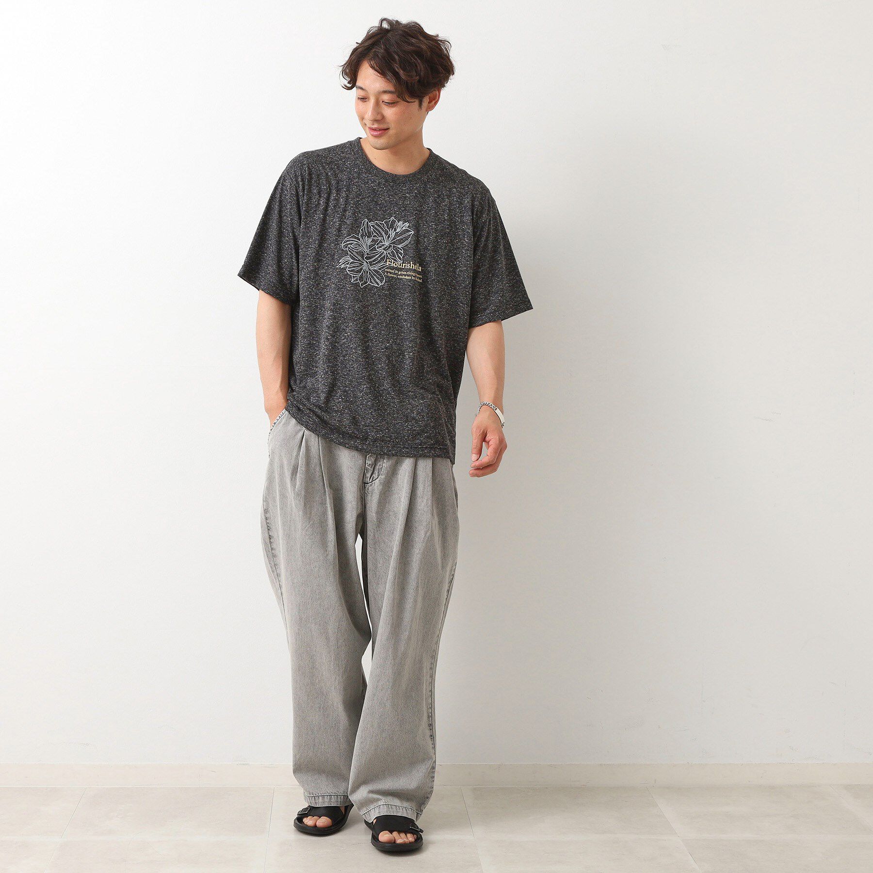 THE SHOP TK「ポリ麻刺繍半袖Tシャツ」|Tシャツ・カットソー|