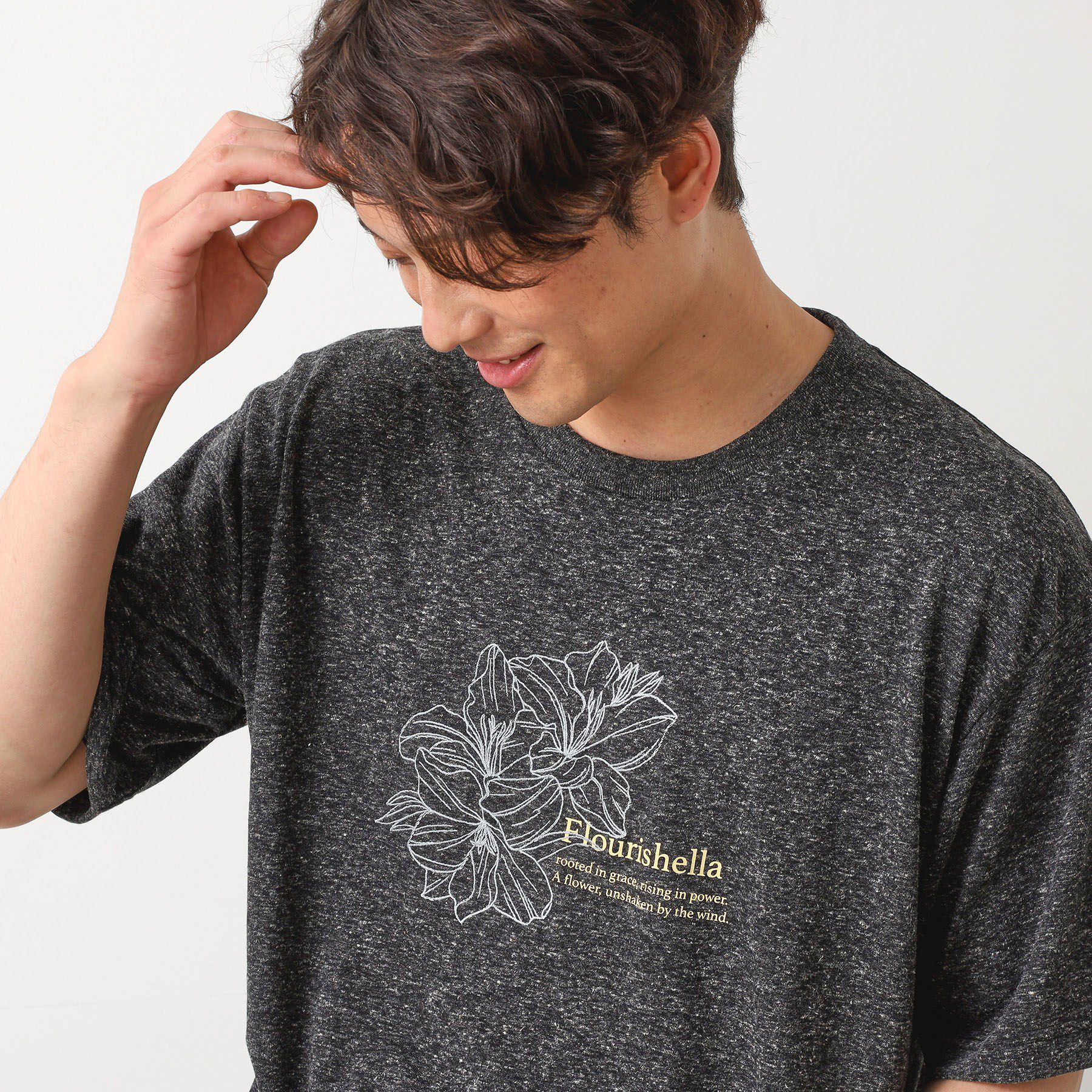 THE SHOP TK「ポリ麻刺繍半袖Tシャツ」|Tシャツ・カットソー|ブラック(019)