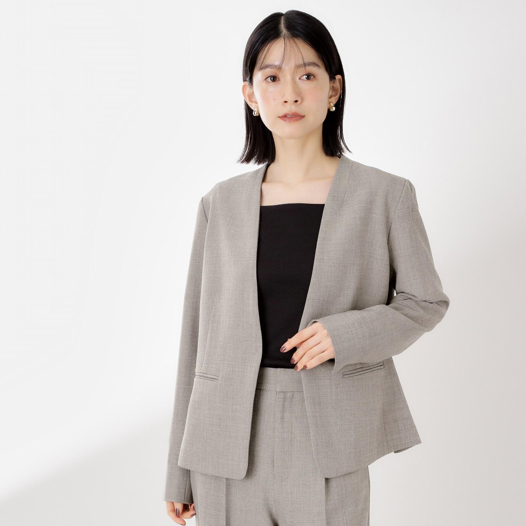 THE SHOP TK「ビジネスノーカラージャケット【セットアップ可/洗える】/CAVIANシリーズ」|ノーカラージャケット|