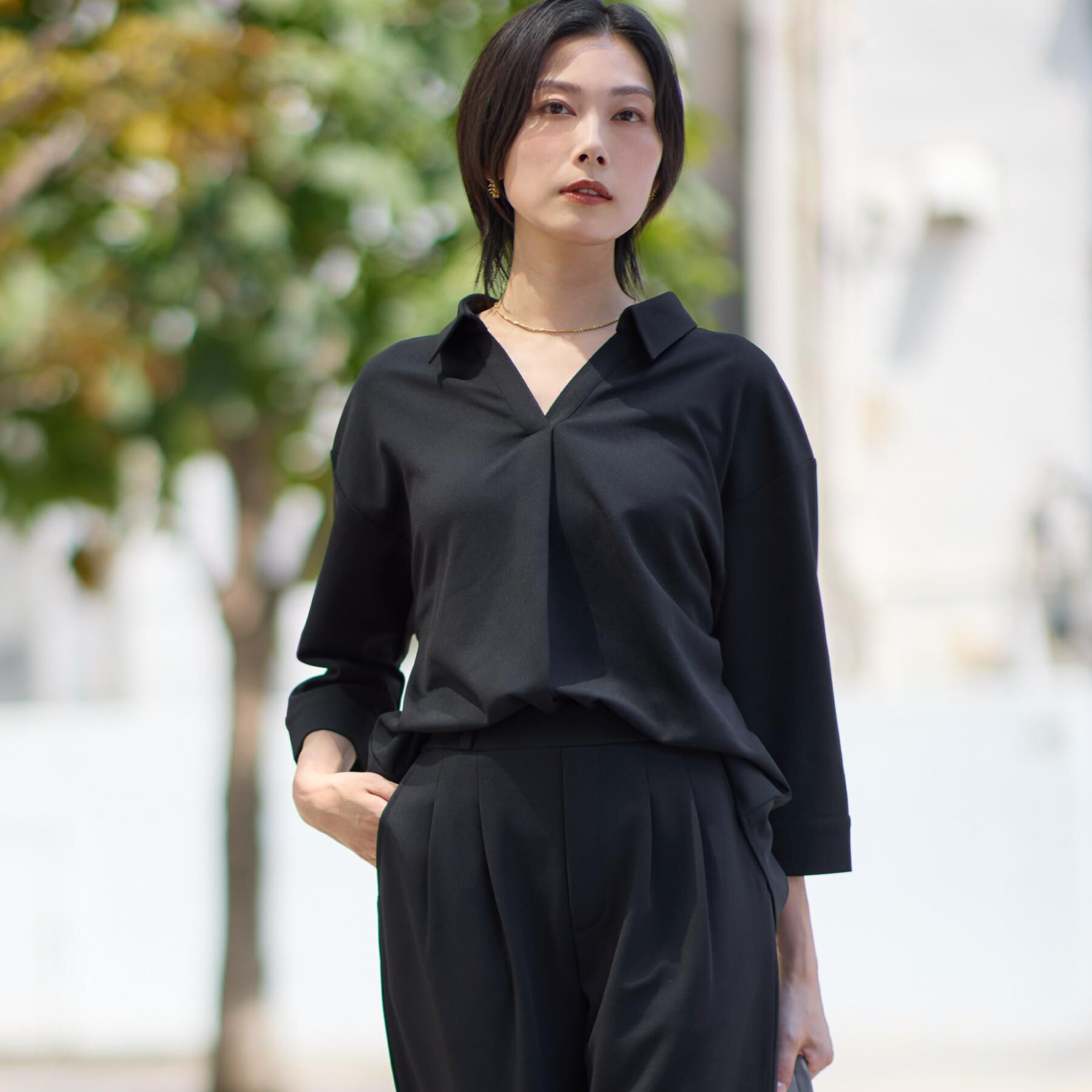 THE SHOP TK「【着るだけでコーディネートが決まる】スキッパーブラウス&パンツセット」|スーツ|