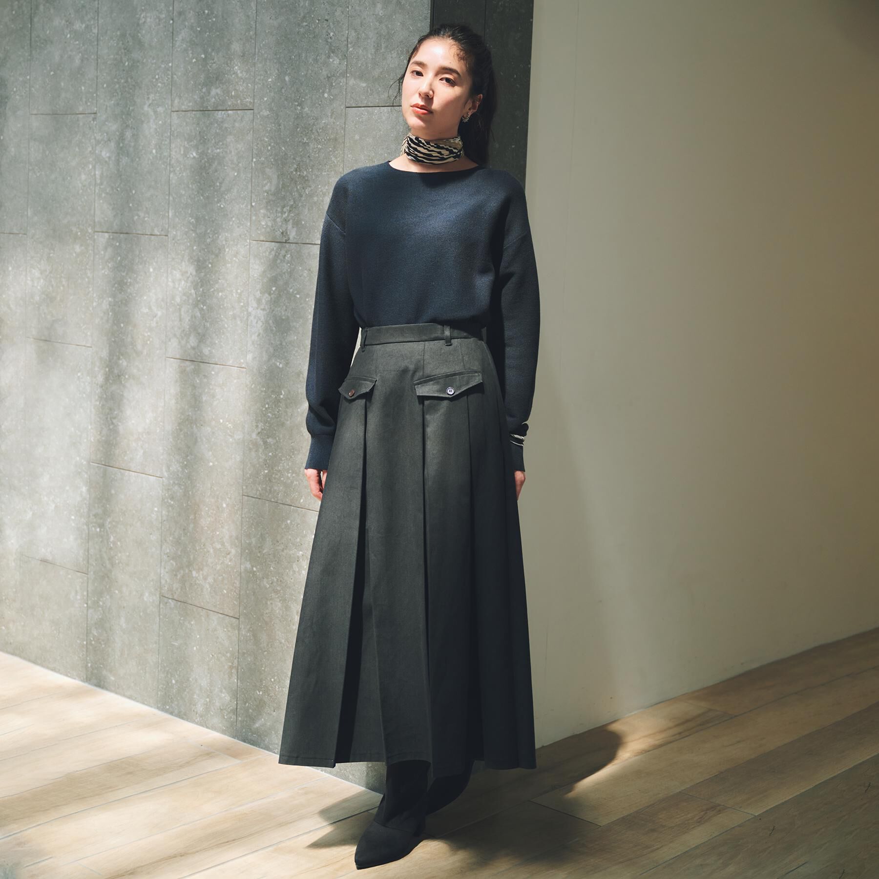 THE SHOP TK「フラップタックスカート【洗える】」|スカート|