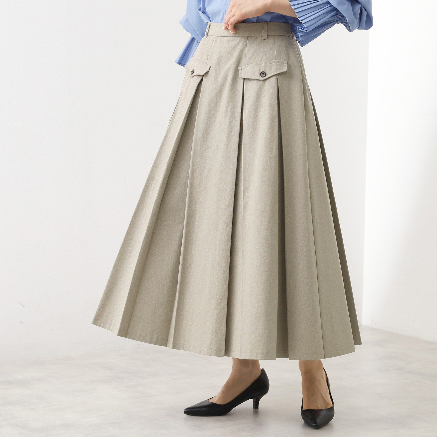 THE SHOP TK「フラップタックスカート【洗える】」|スカート|