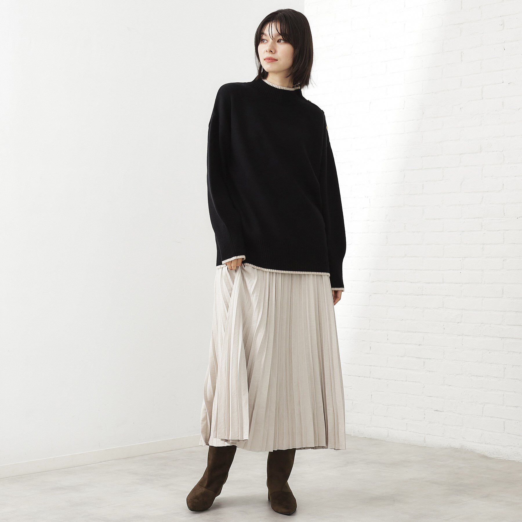 THE SHOP TK「ワイドシャフトフェイクスエードブーツ」|ショートブーツ|