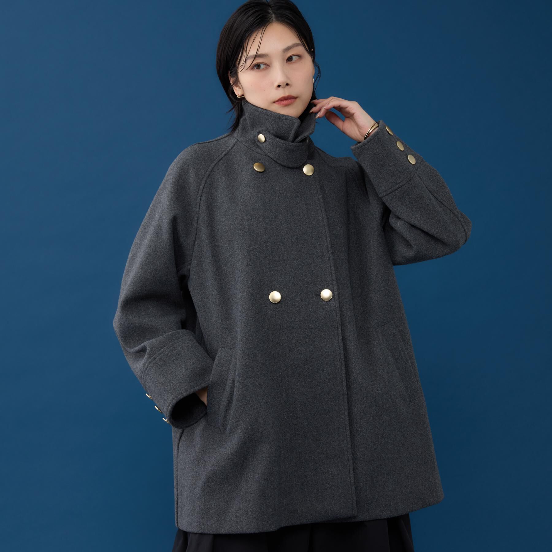THE SHOP TK「クラシカルな装い ウールライクスタンドカラーコート」|その他|
