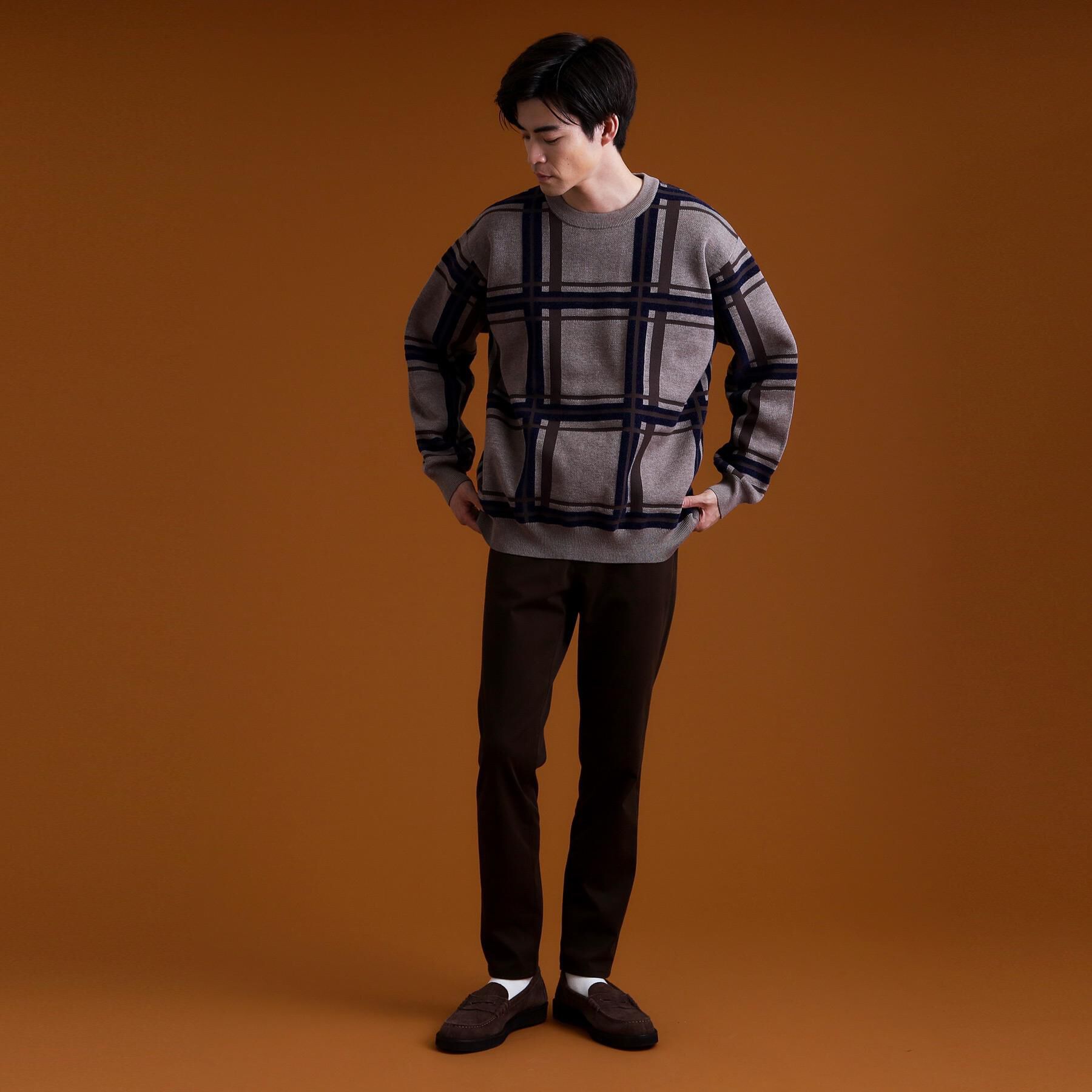 THE SHOP TK「チェックジャカードニット【洗濯機OK】」|ニット・セーター|