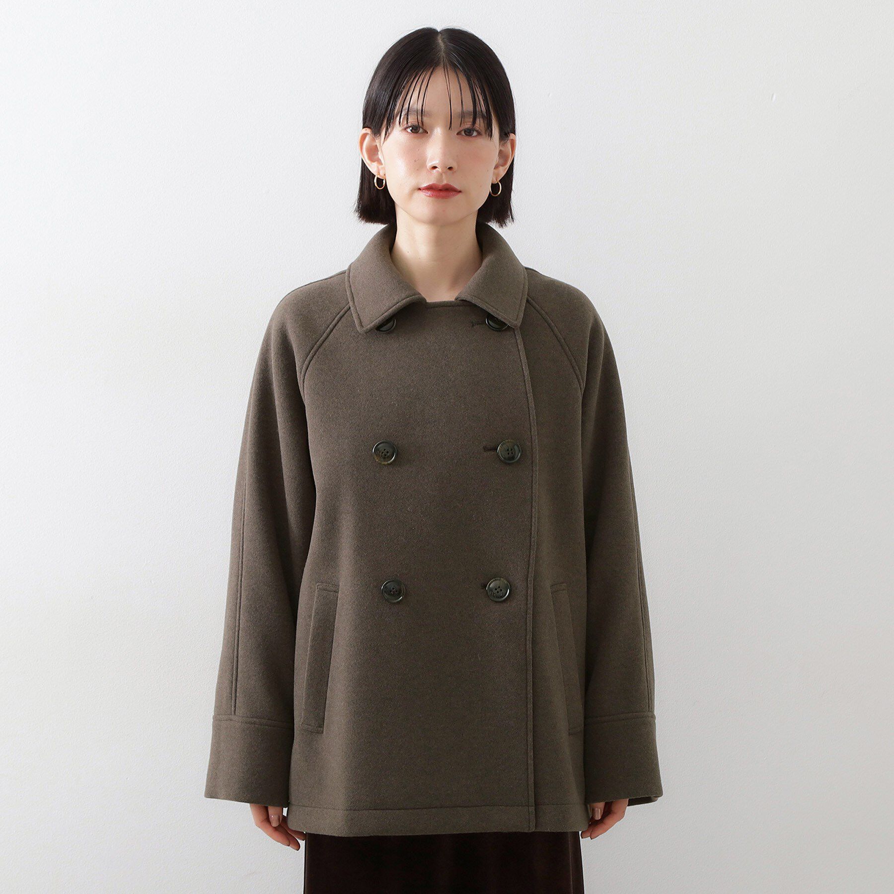 THE SHOP TK「柔らかで大人上品 ジャージメルトンPコート」|ピーコート|
