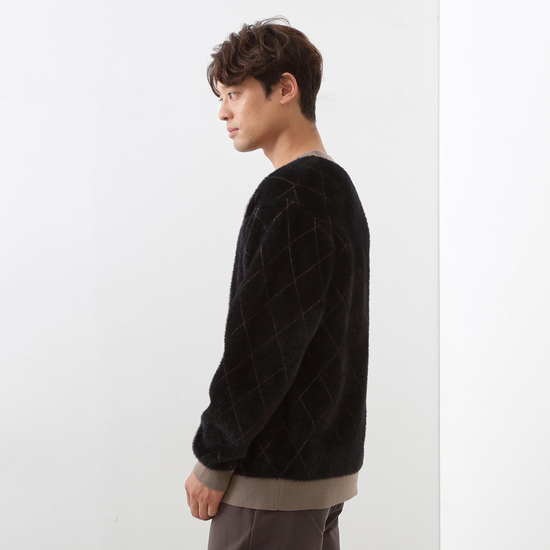 THE SHOP TK「【ふんわり心地いい肌触り】　ダイヤ柄シャギーニット」|ニット・セーター|