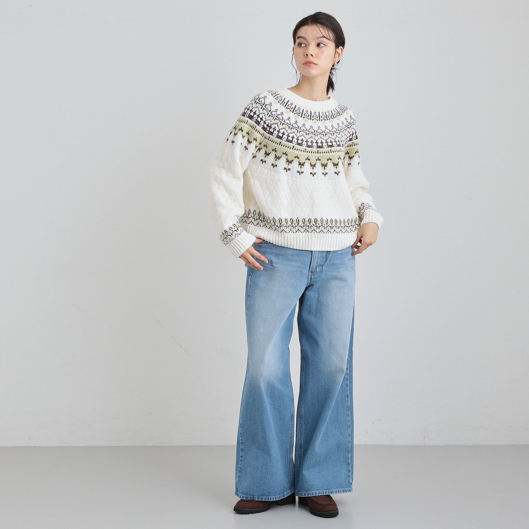 THE SHOP TK「上品さと少しの遊び心を モール求心柄ニット」|ニット・セーター|