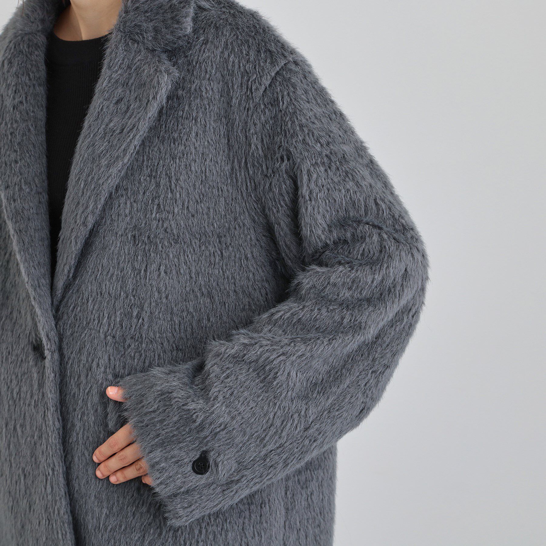 THE SHOP TK「纏うだけで大人上品 シャギーチェスターハーフコート」|チェスターコート|