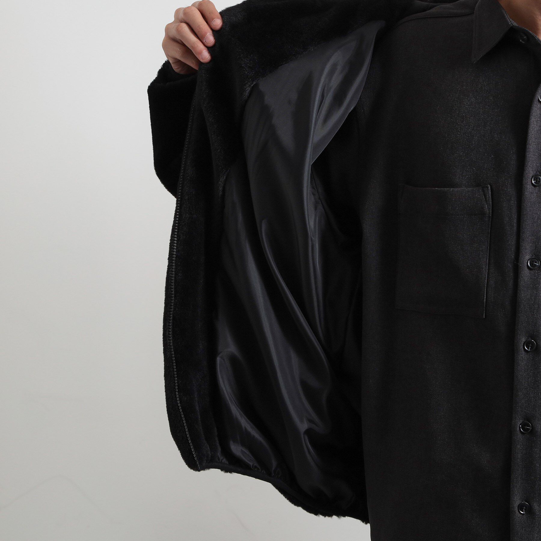 THE SHOP TK「フードフェイクファーブルゾン」|ブルゾン・スタジャン|