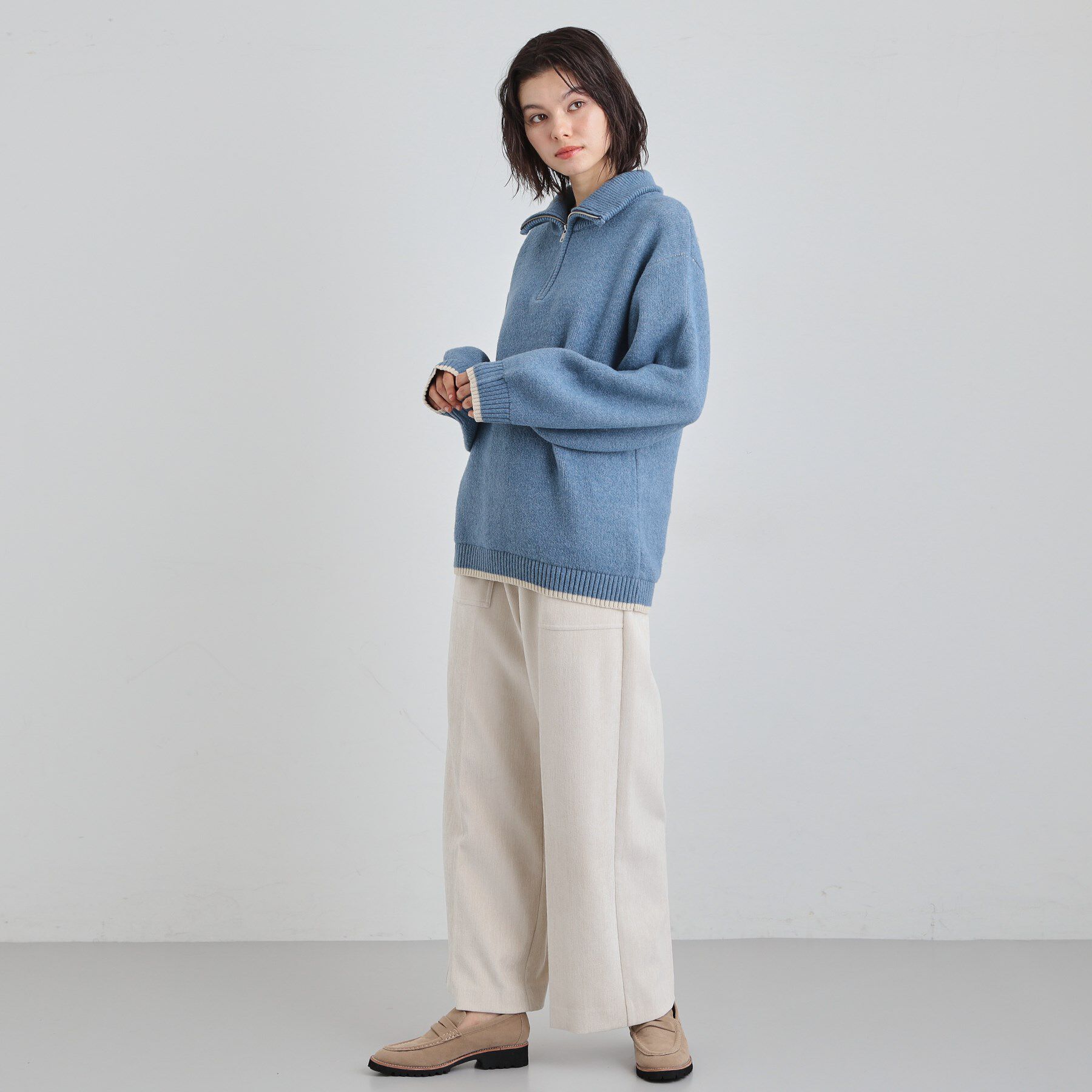 THE SHOP TK「【洗える】ほど良くラフで女性らしい ハーフZIPニット」|ニット・セーター|