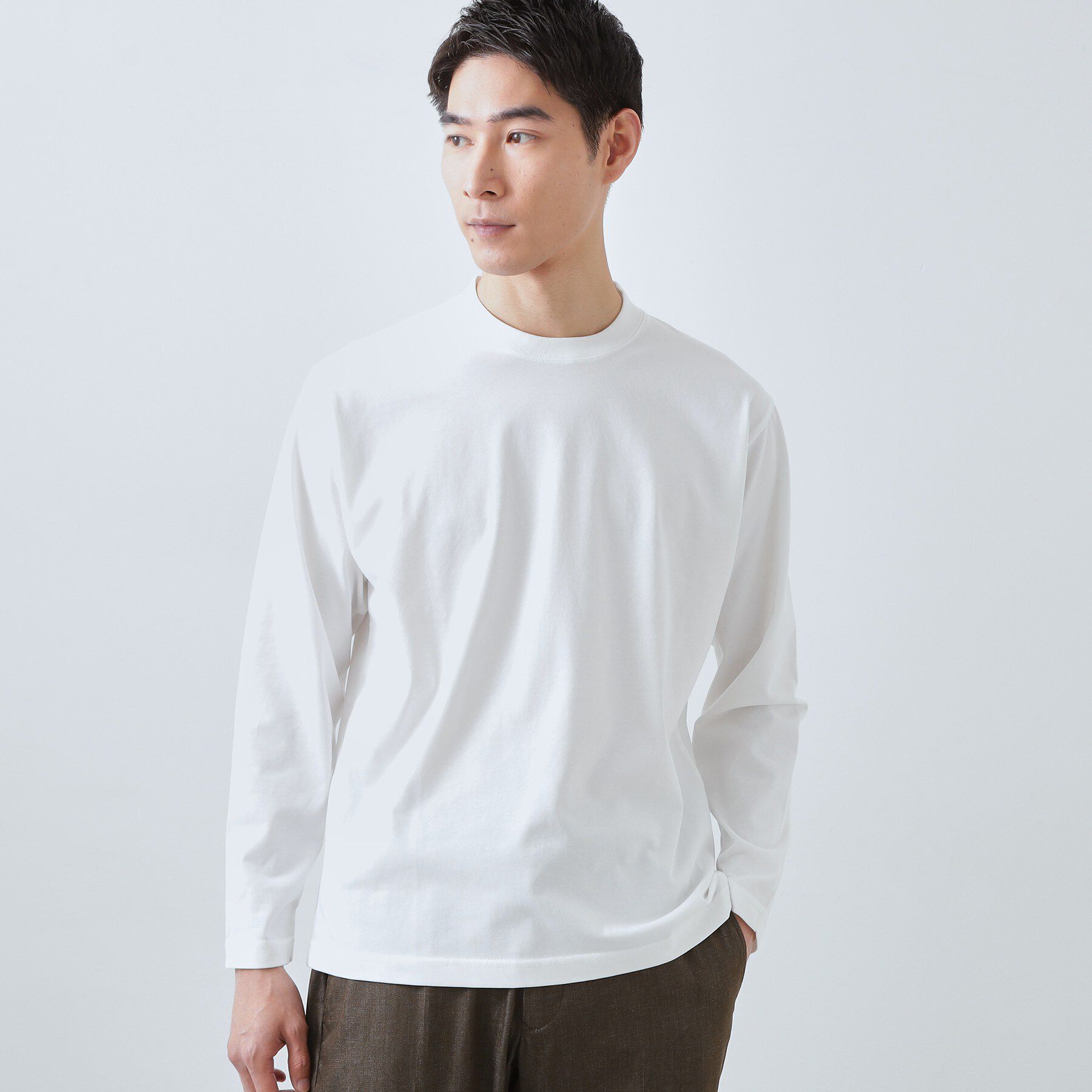 THE SHOP TK「【ジャケットインにもおすすめ】きれいめ長袖Tシャツ 洗濯機OK」|Tシャツ・カットソー|オフホワイト(003