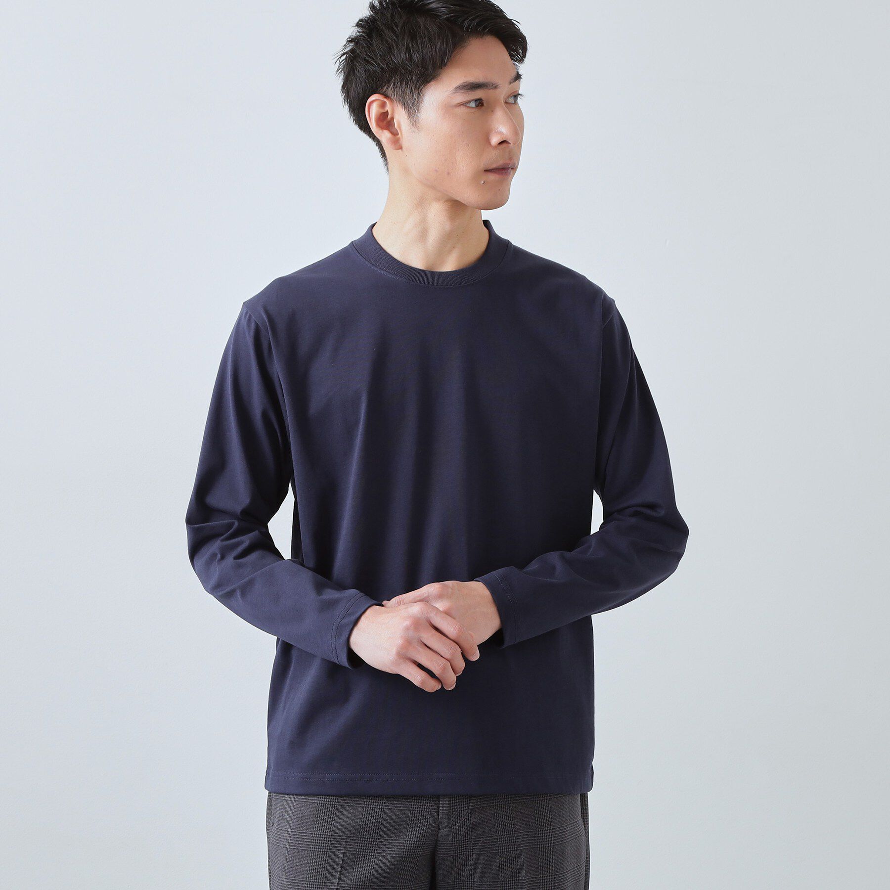 THE SHOP TK「【ジャケットインにもおすすめ】きれいめ長袖Tシャツ 洗濯機OK」|Tシャツ・カットソー|ネイビー(094)