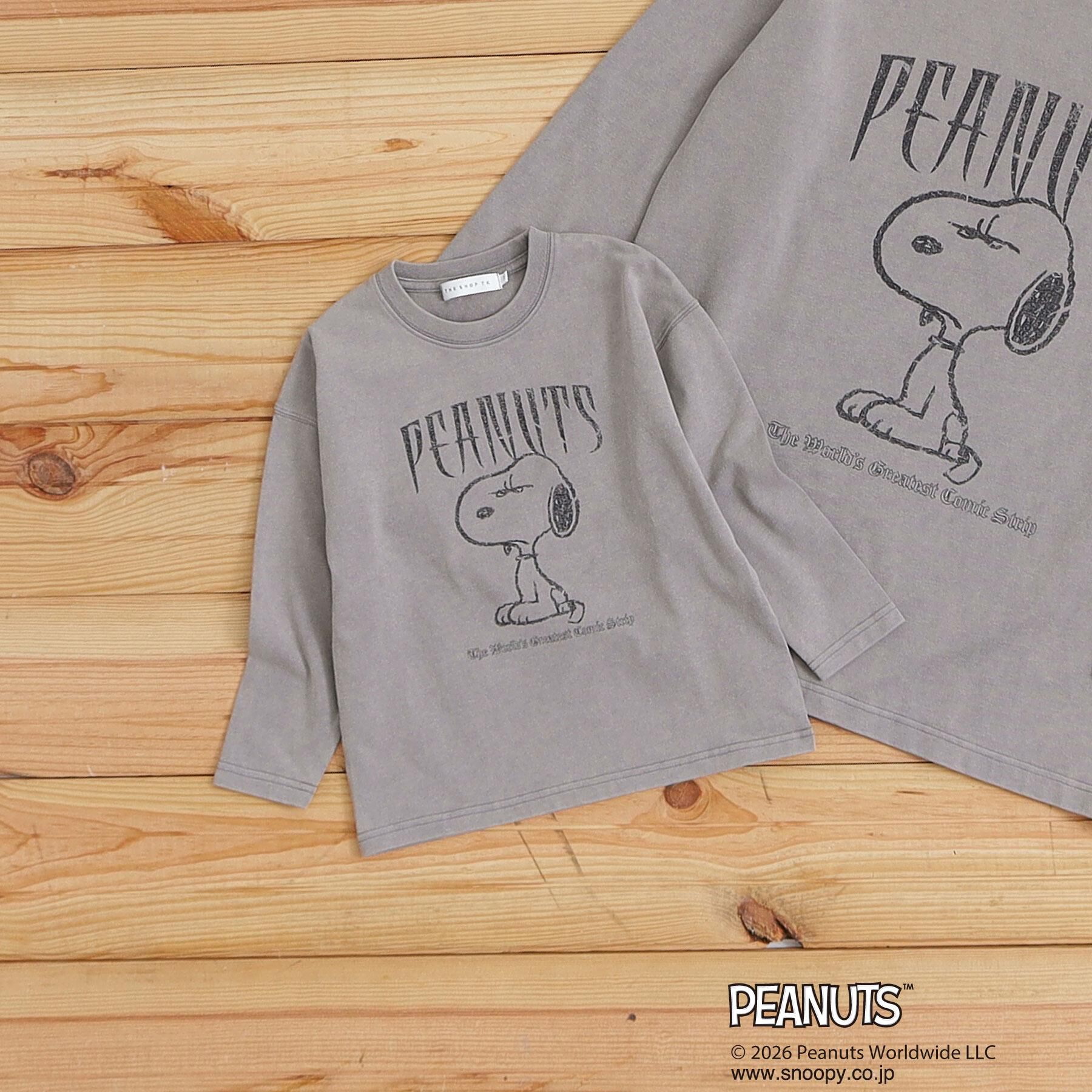 THE SHOP TK「【110－160】PEANUTS ／ ピーナッツ スヌーピー ヴィンテージ風プリント長袖Tシャツ」|Tシャツ・カットソー|グレー(012)