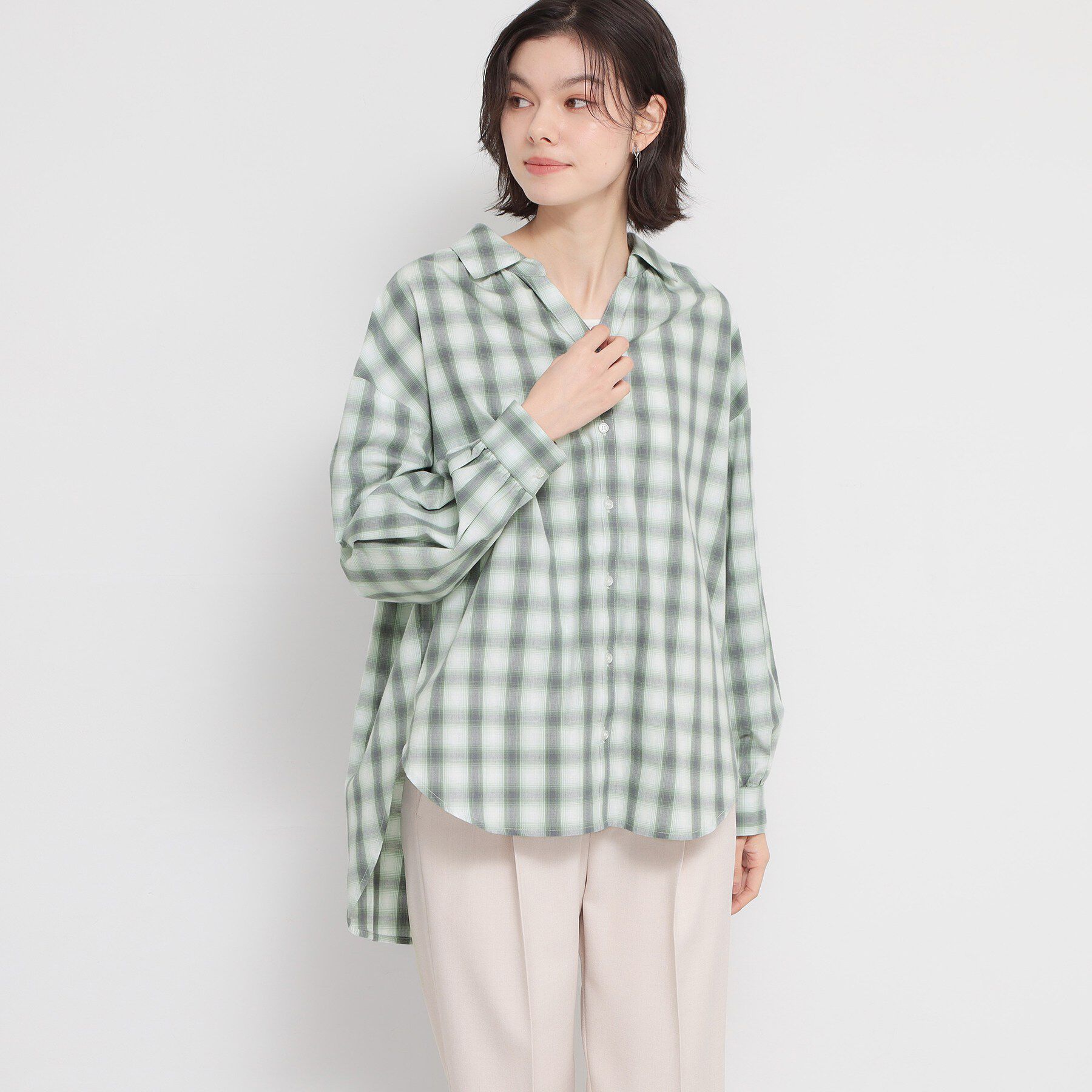 THE SHOP TK「【後ろ姿もサマになる】バックシャーリングシャツ」|シャツ・ブラウス|ミントグリーン(22