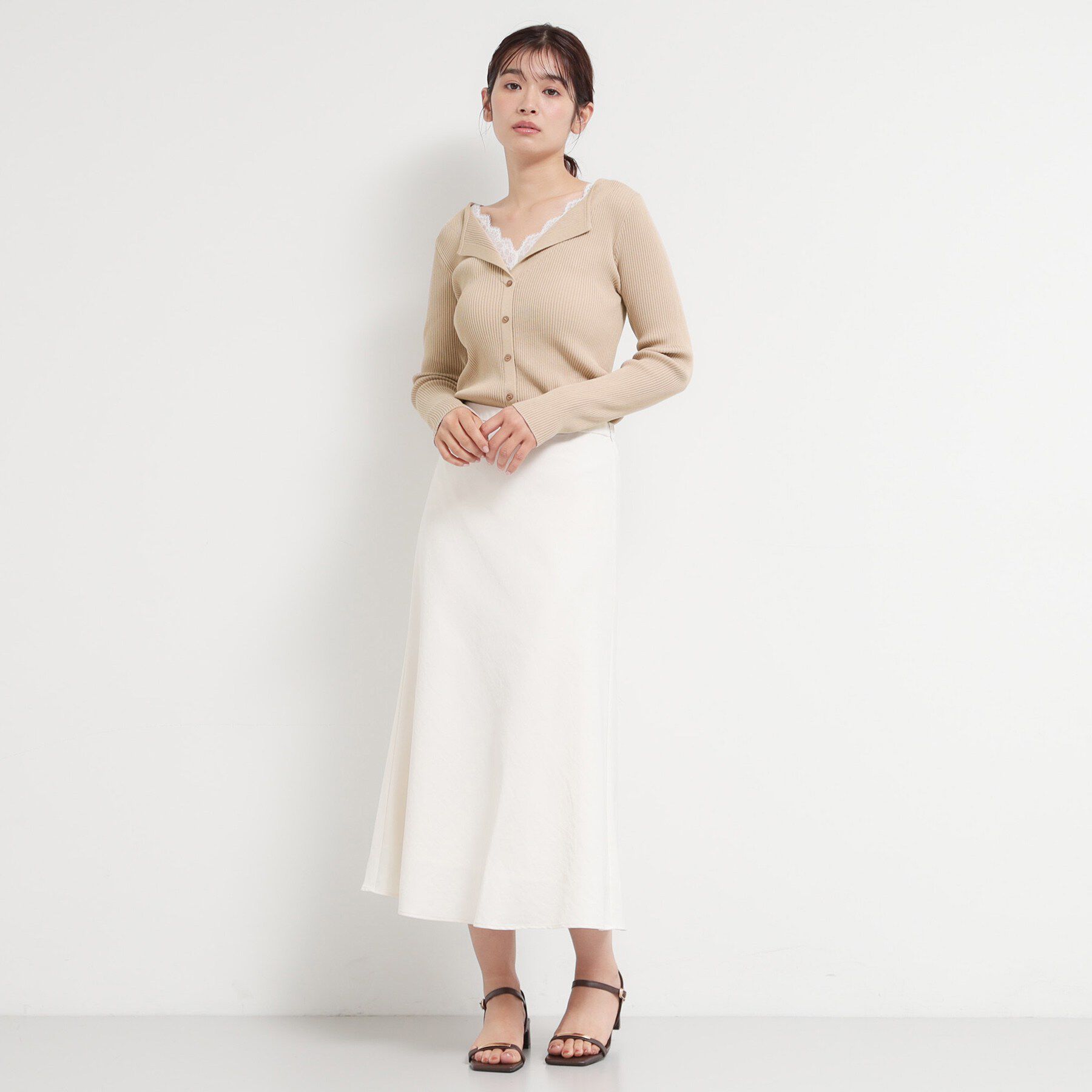 THE SHOP TK「レースレイヤードリブニット」|ニット・セーター|