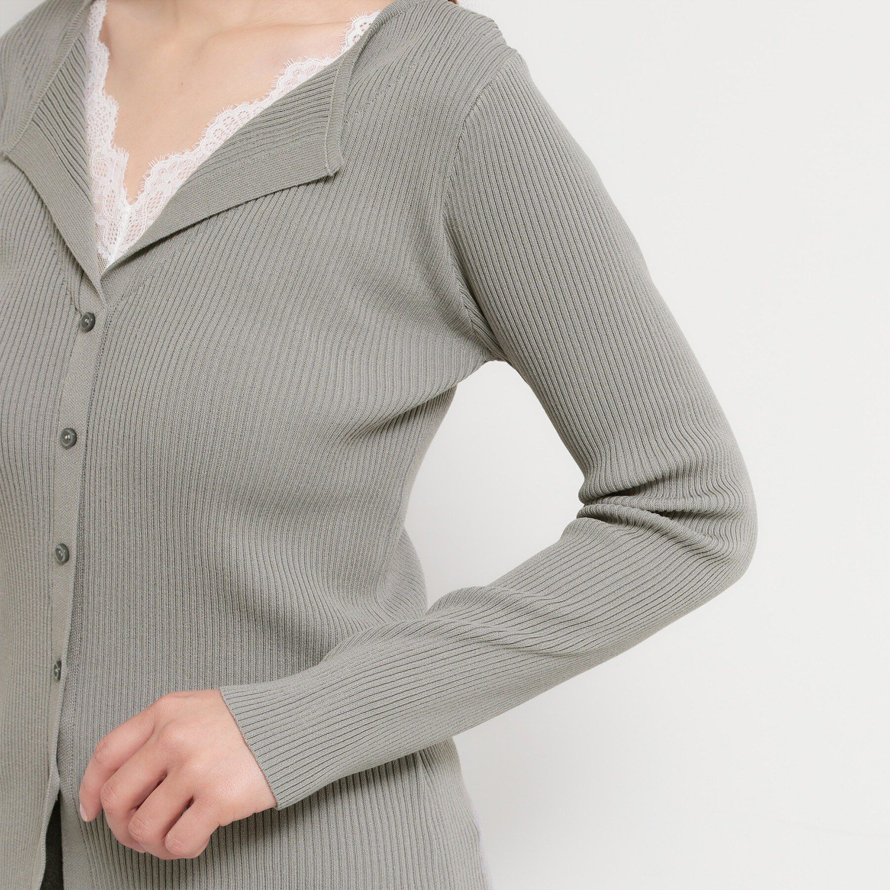 THE SHOP TK「レースレイヤードリブニット」|ニット・セーター|