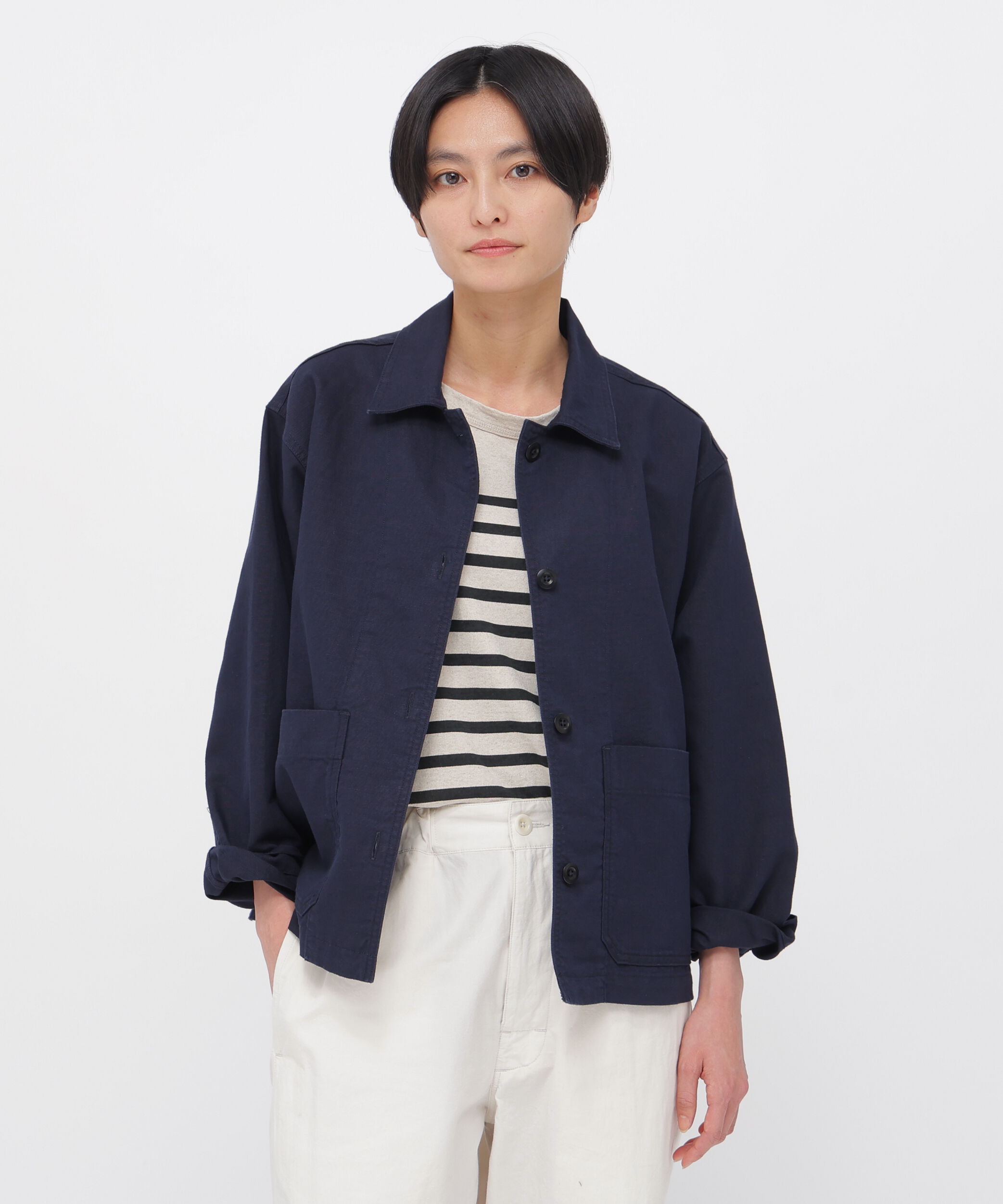 MHL.「COTTON HEMP OXFORD SHIRT」|シャツ・ブラウス|NAVY