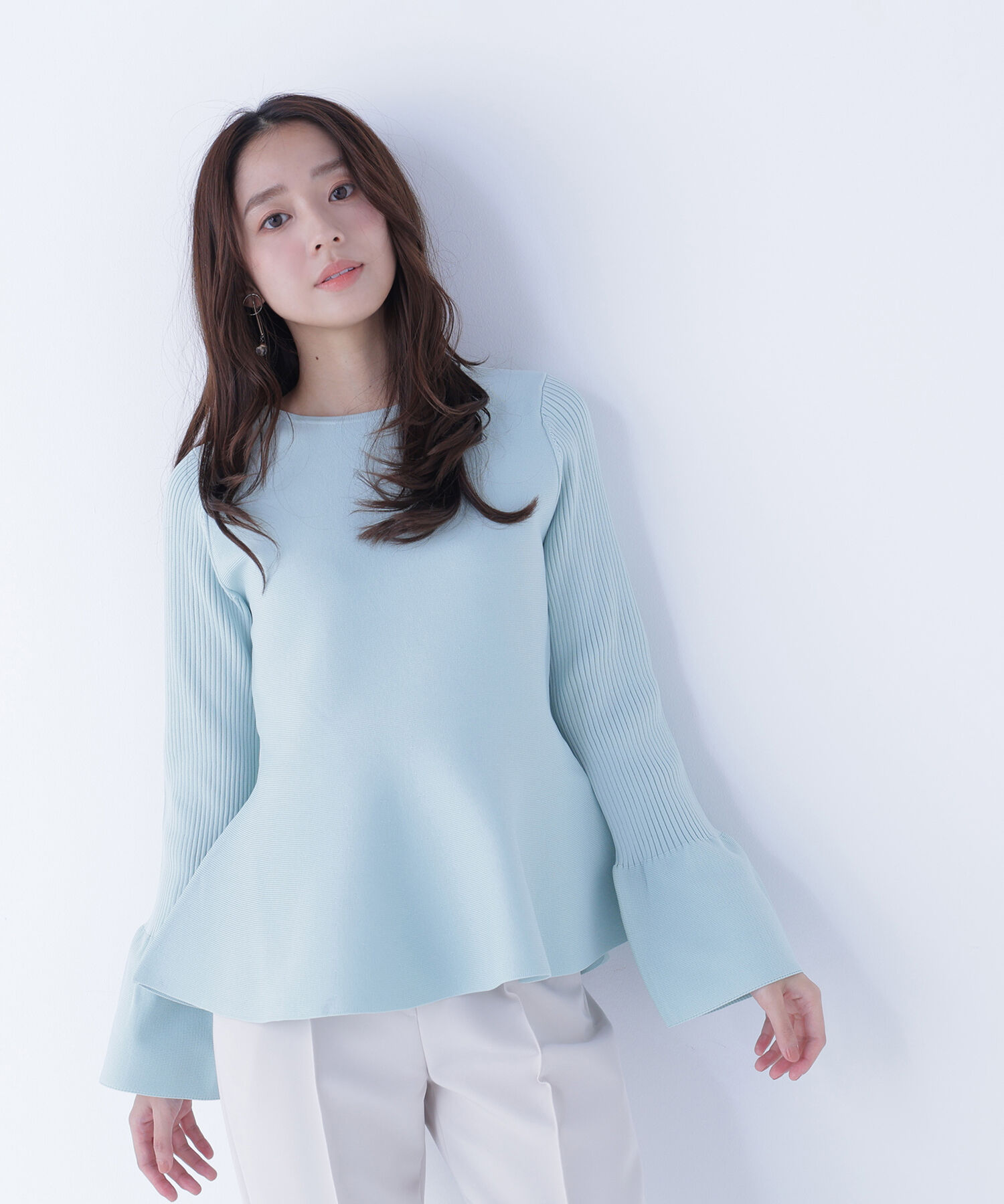  「ベルスリーブペプラムニット」|ニット・セーター|