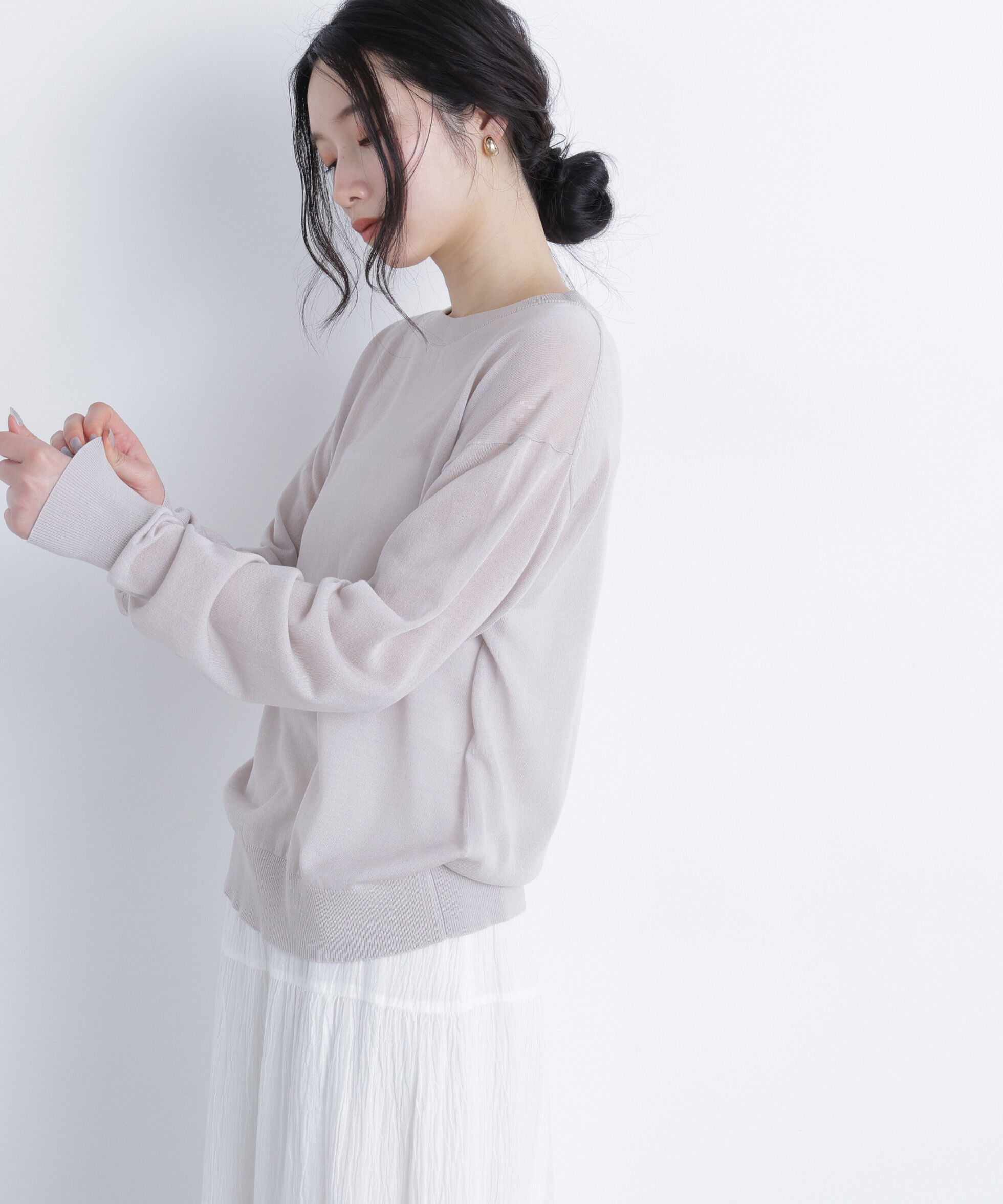  「〈N.〉シアーボクシーニット」|ニット・セーター|グレー