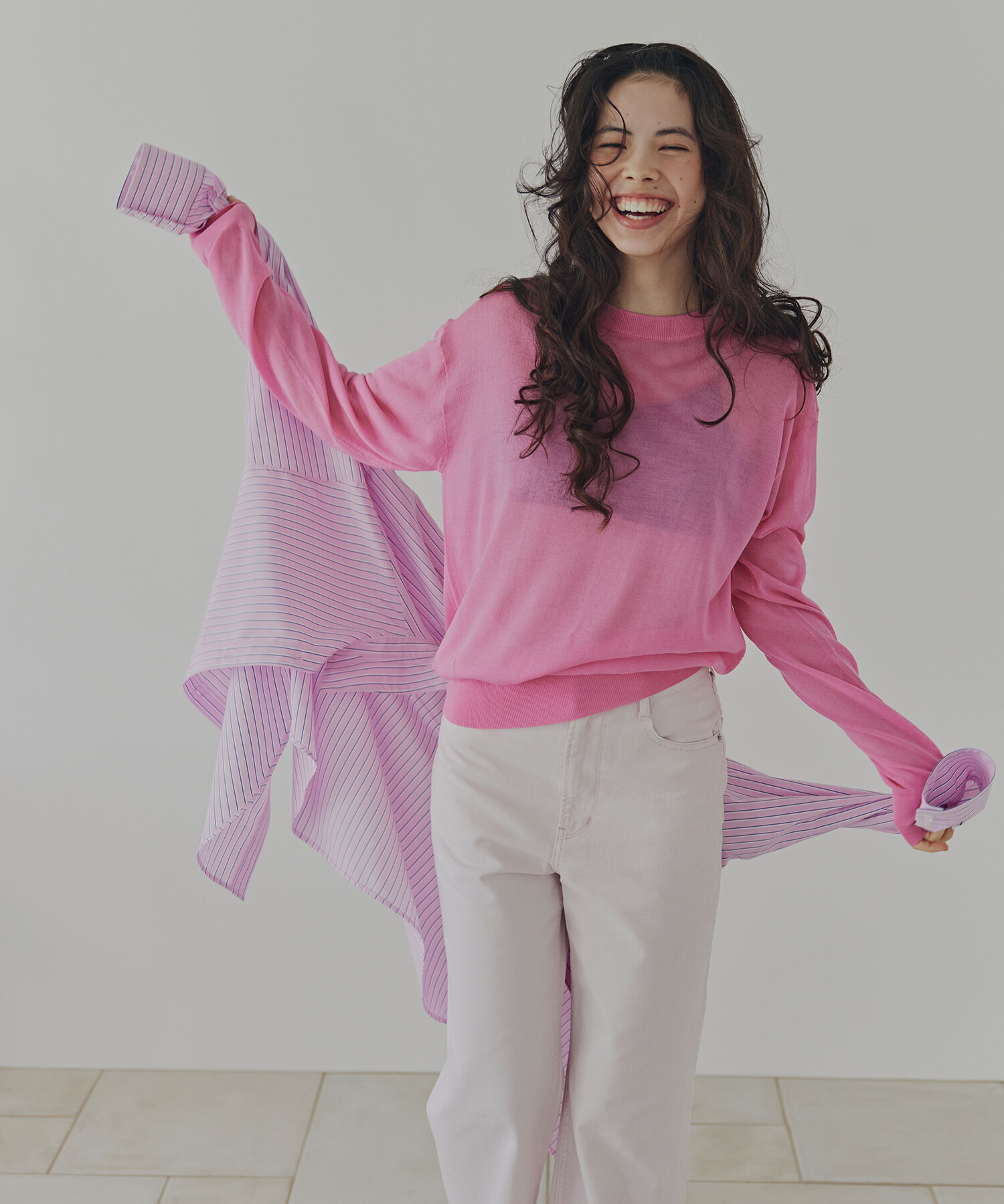  「〈N.〉シアーボクシーニット」|ニット・セーター|ピンク