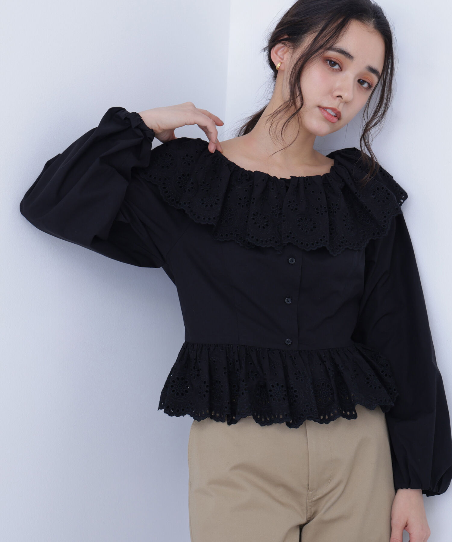  「〈N.〉 エンブロイダリーフリルブラウス」|シャツ・ブラウス|