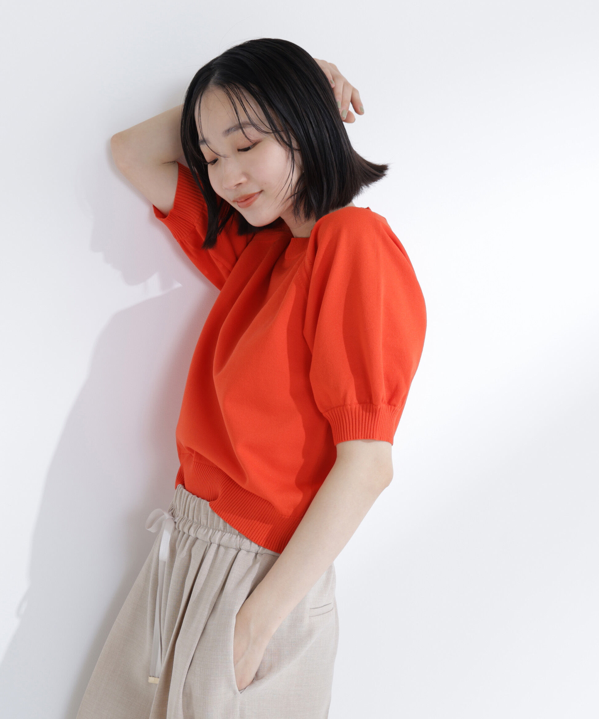  「ユースフルフォルムニット」|ニット・セーター|オレンジ1