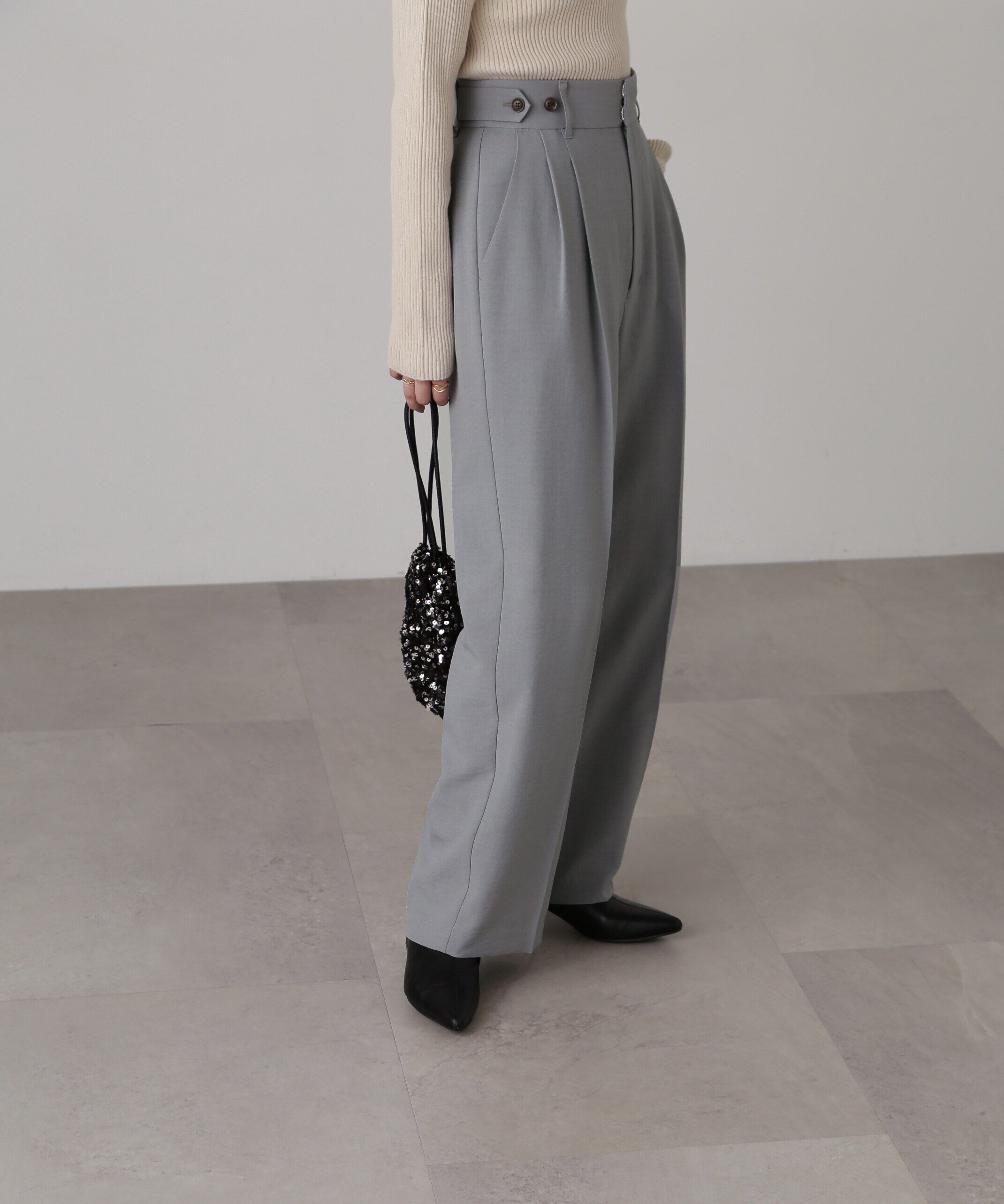  「[低身長サイズ/Sシリーズ]気流染めサイドボタンワイドパンツ」|その他|